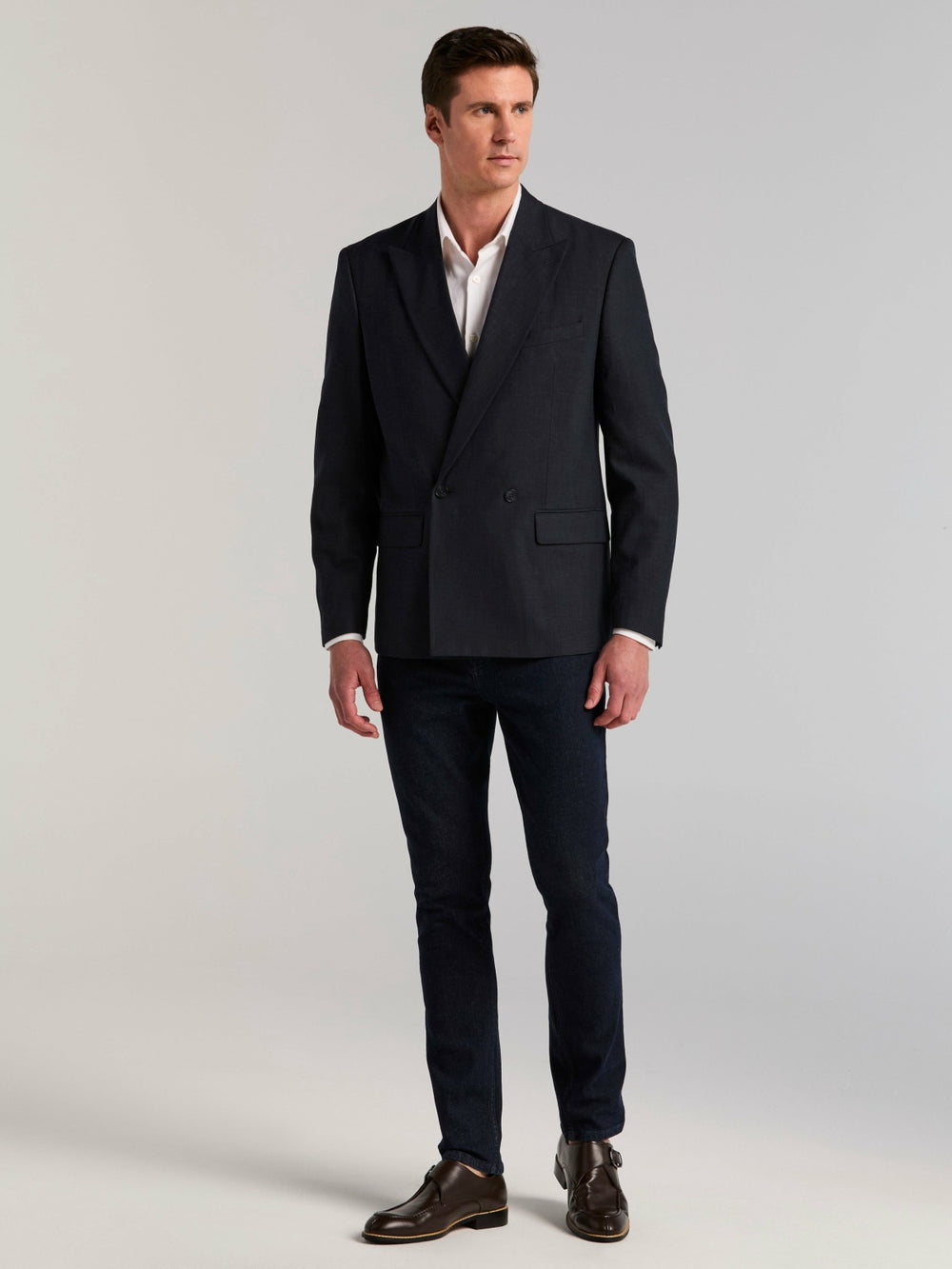 Stretch Double Breasted Suit Jacket -  Perry Ellis sale