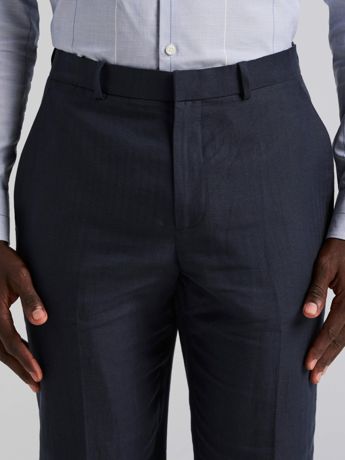 Linen Blend Herringbone Suit Pant -  Perry Ellis US