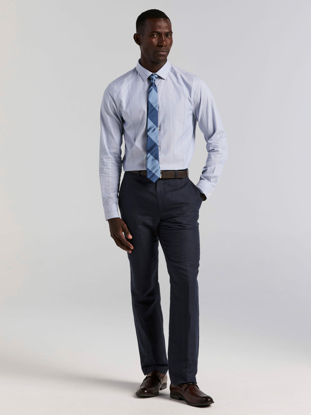 Linen Blend Herringbone Suit Pant -  Perry Ellis US