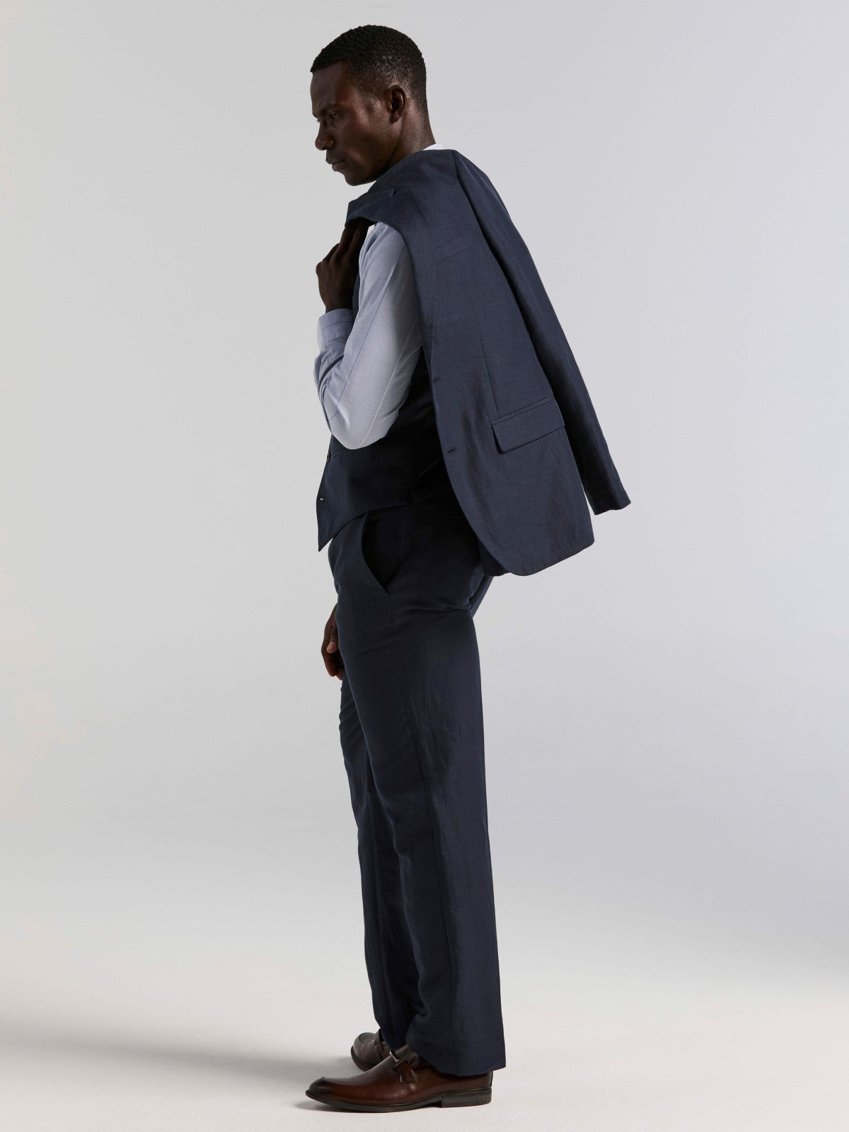 Linen Blend Herringbone Suit Pant -  Perry Ellis US