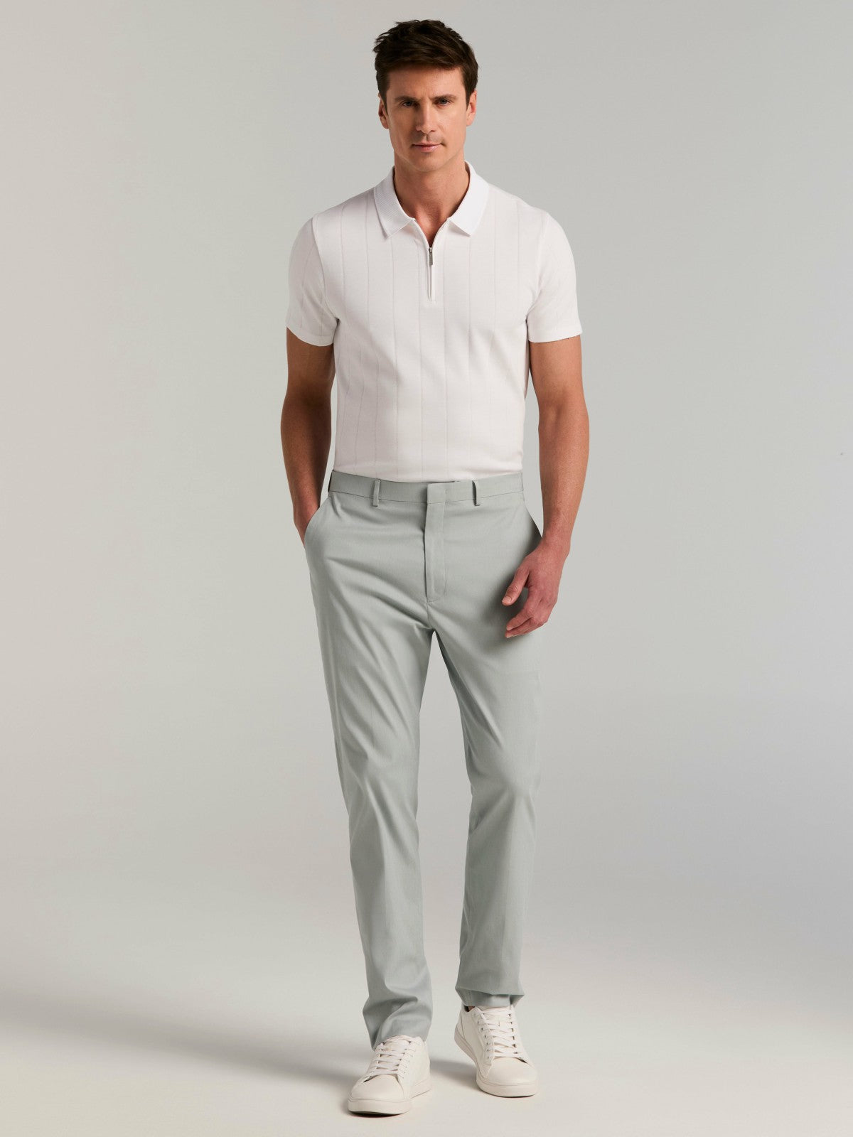 Slim Fit Stretch Flat Front Dress Pant -  Perry Ellis near me