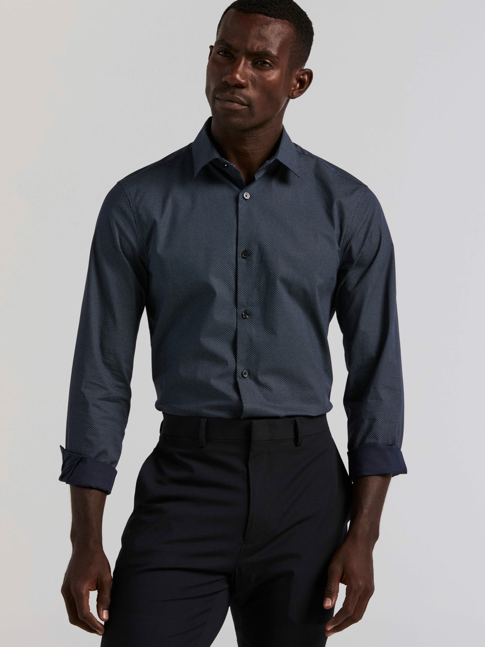 Polka Dot Print Slim Fit Shirt -  Perry Ellis discount