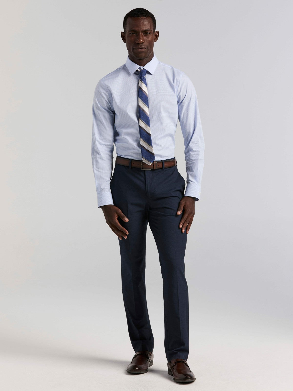 Mini Check Slim Fit Cotton Shirt -  Perry Ellis US