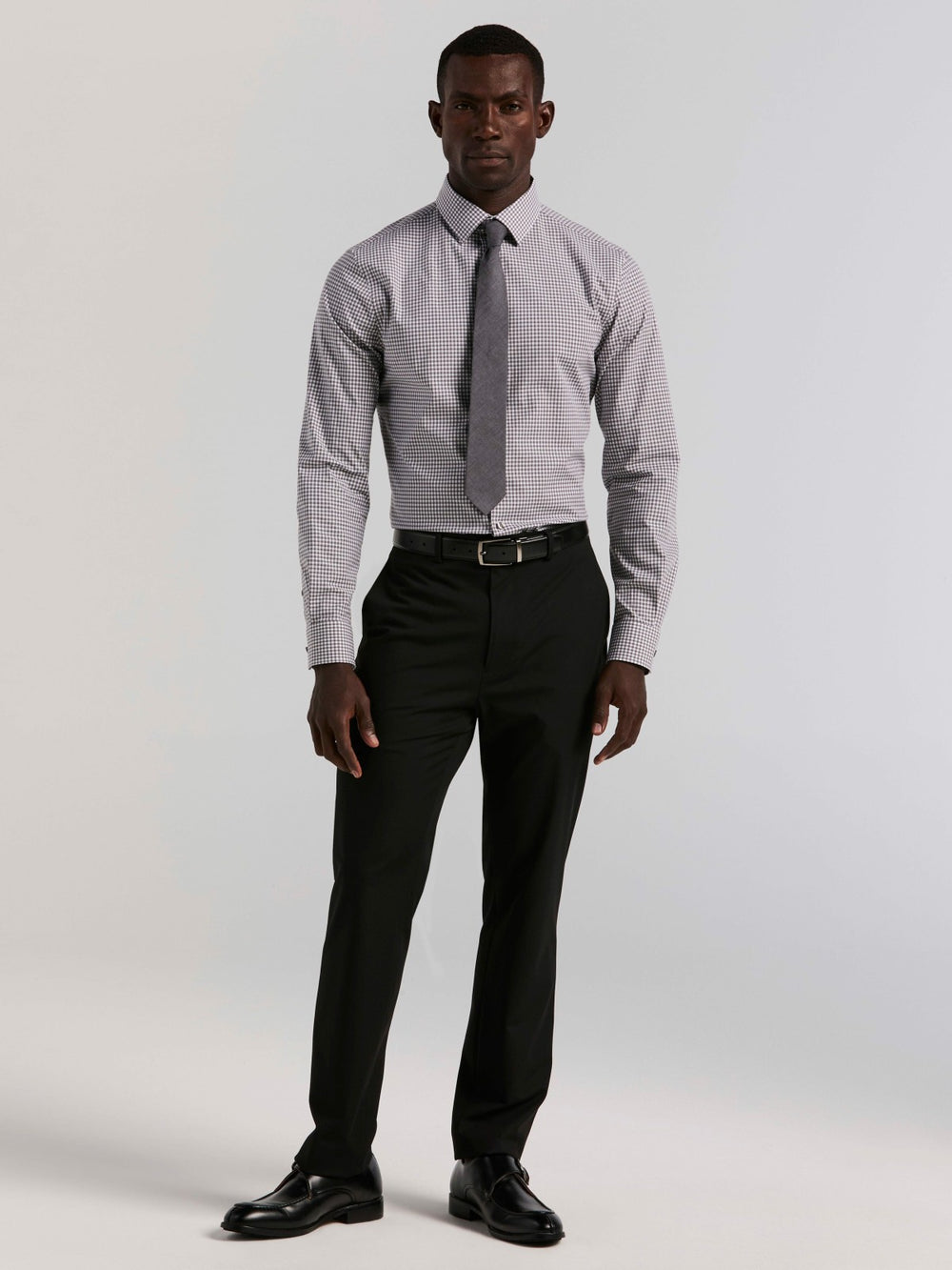 Slim Fit Gingham Cotton Dress Shirt -  Perry Ellis discount