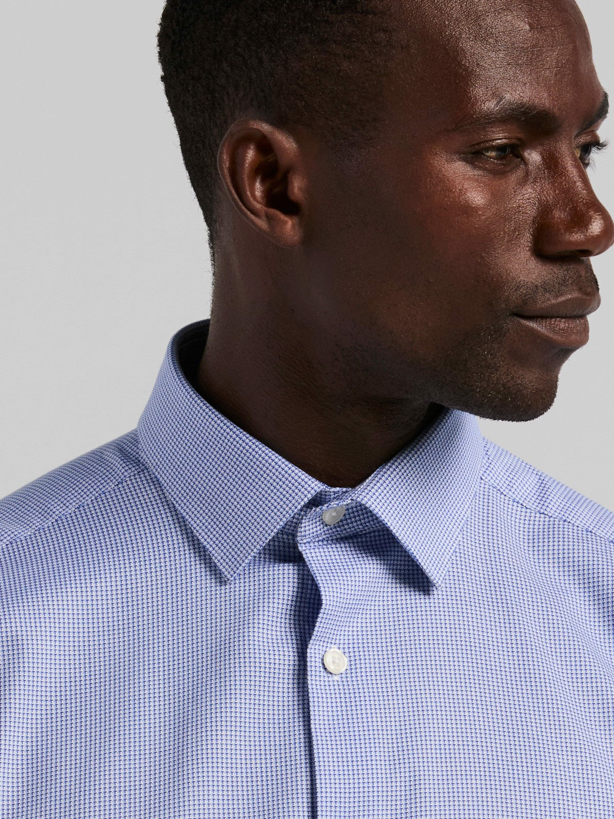 Houndstooth Dobby Cotton Stretch Dress Shirt -  Perry Ellis US