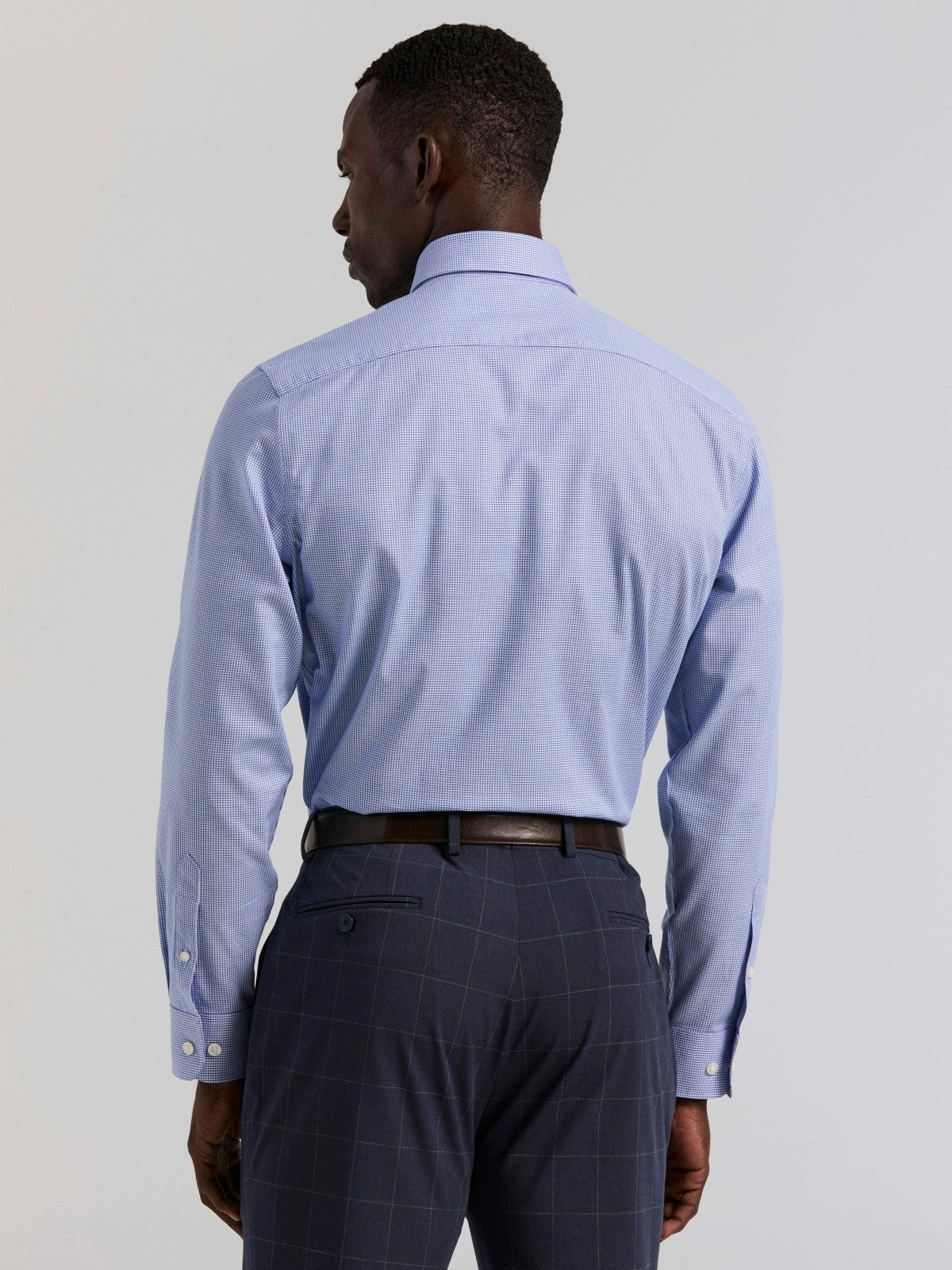 Houndstooth Dobby Cotton Stretch Dress Shirt -  Perry Ellis US