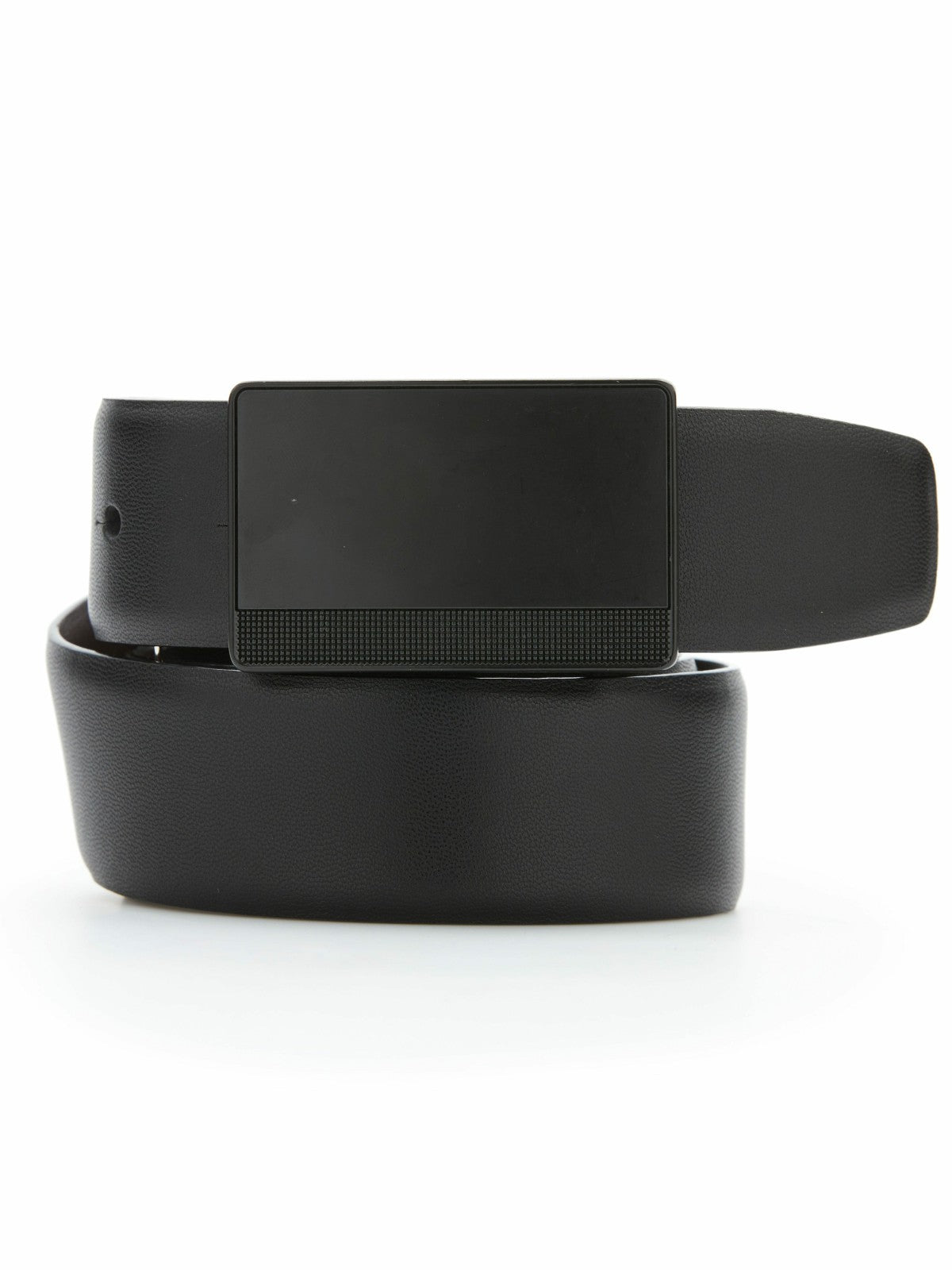 Reversible Leather Belt with Black Pattern Plaque -  Perry Ellis online