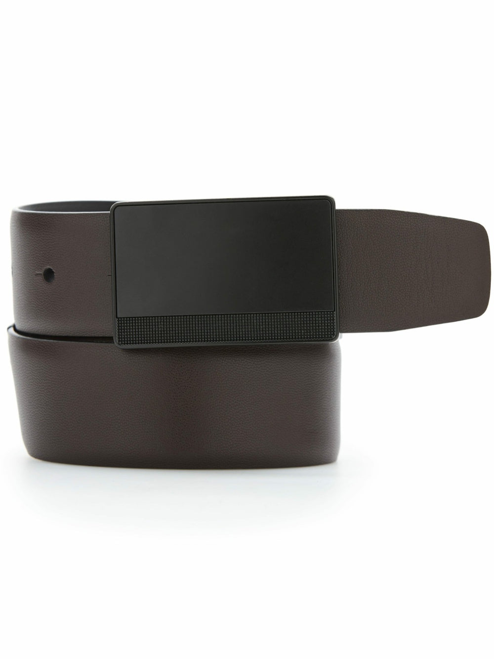 Reversible Leather Belt with Black Pattern Plaque -  Perry Ellis online