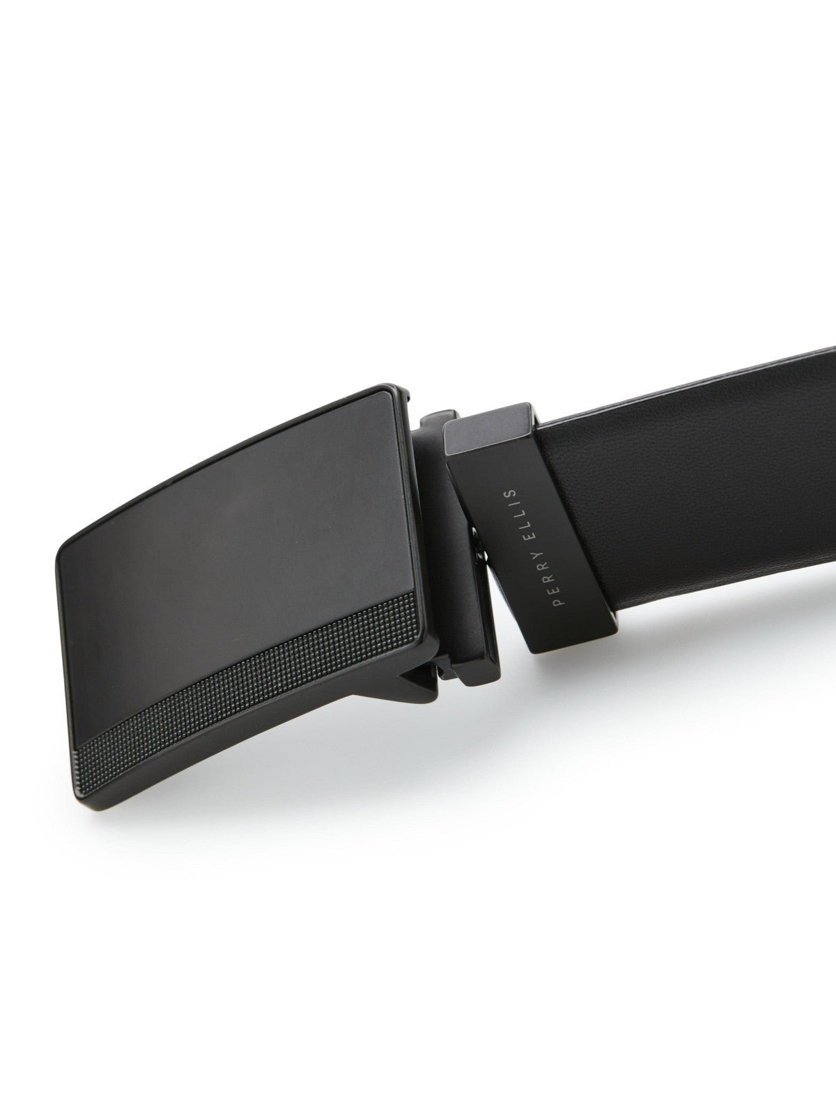 Reversible Leather Belt with Black Pattern Plaque -  Perry Ellis online