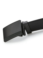 Reversible Leather Belt with Black Pattern Plaque -  Perry Ellis online
