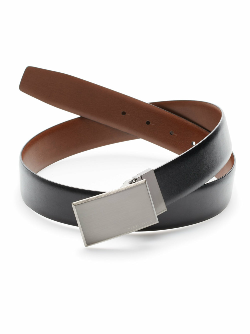 Pattern Plaque Reversible Leather Belt -  Perry Ellis discount
