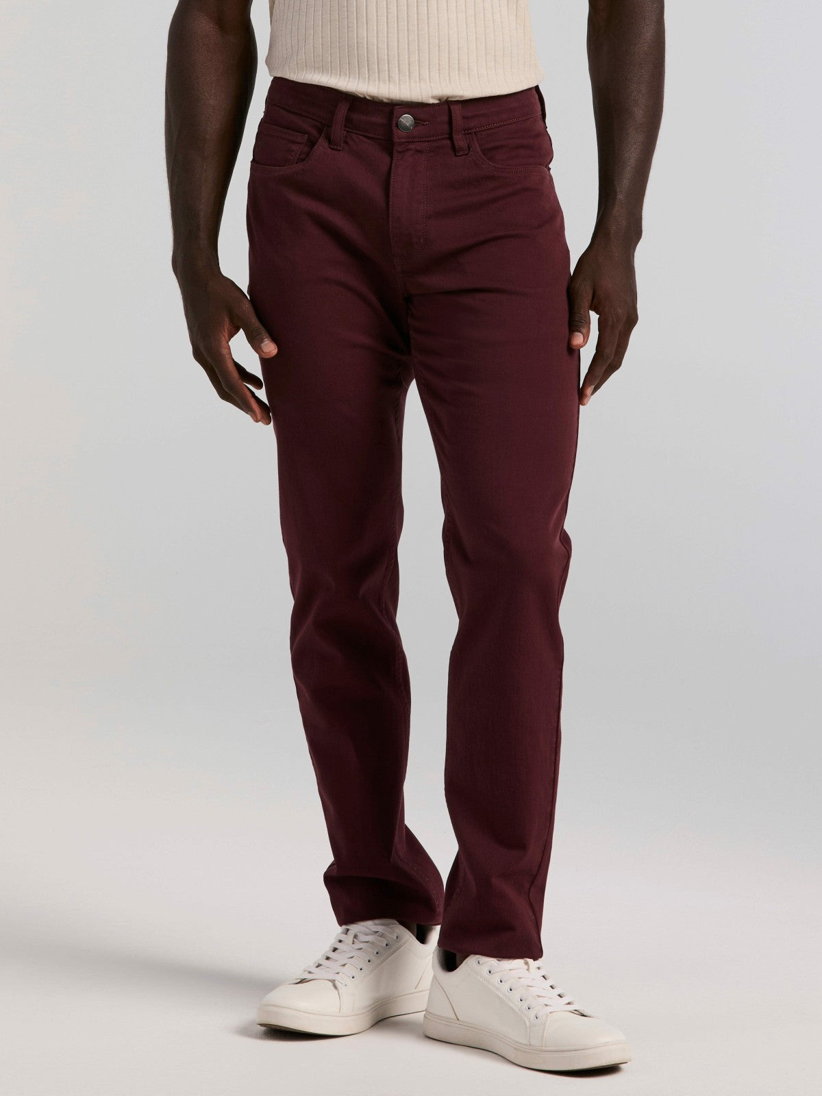 Slim Fit Dyed Solid Twill Five Pocket Pant -  Perry Ellis online