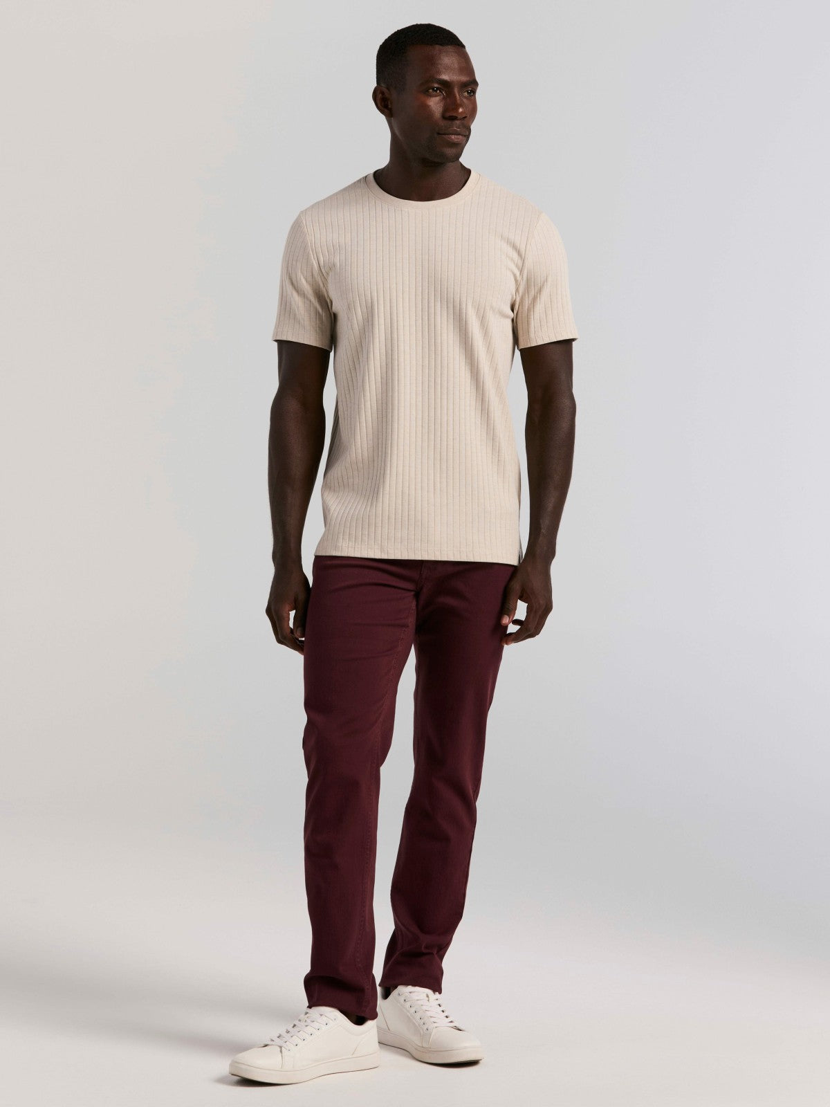 Slim Fit Dyed Solid Twill Five Pocket Pant -  Perry Ellis online