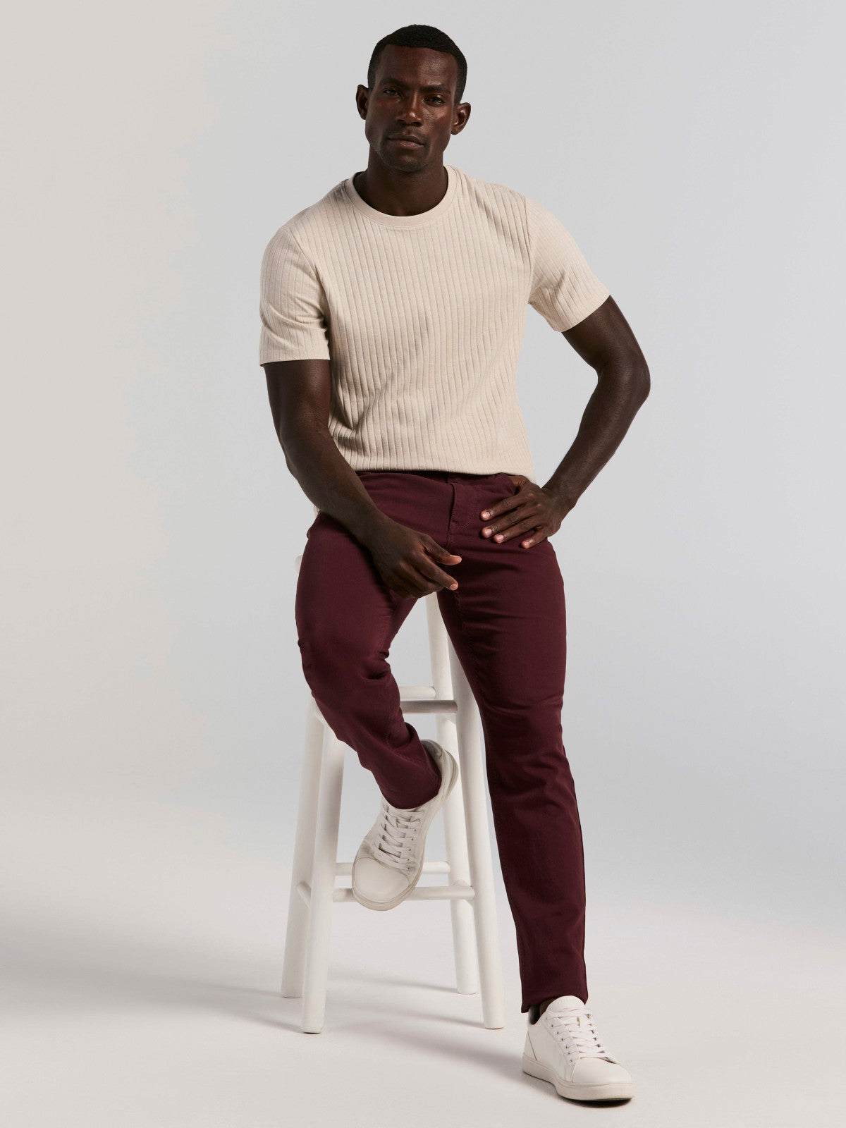 Slim Fit Dyed Solid Twill Five Pocket Pant -  Perry Ellis online