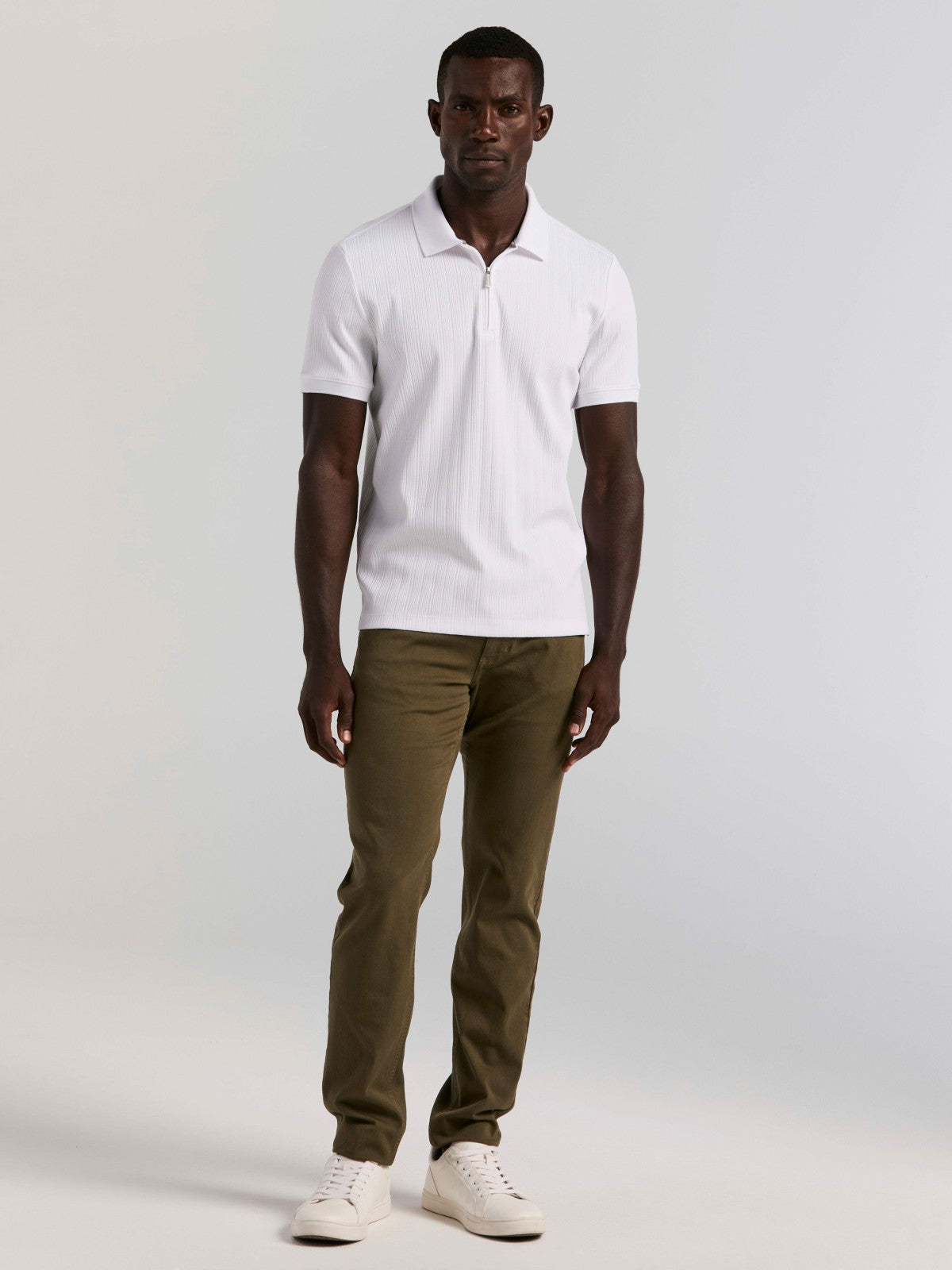 Slim Fit Dyed Solid Twill Five Pocket Pant -  Perry Ellis online