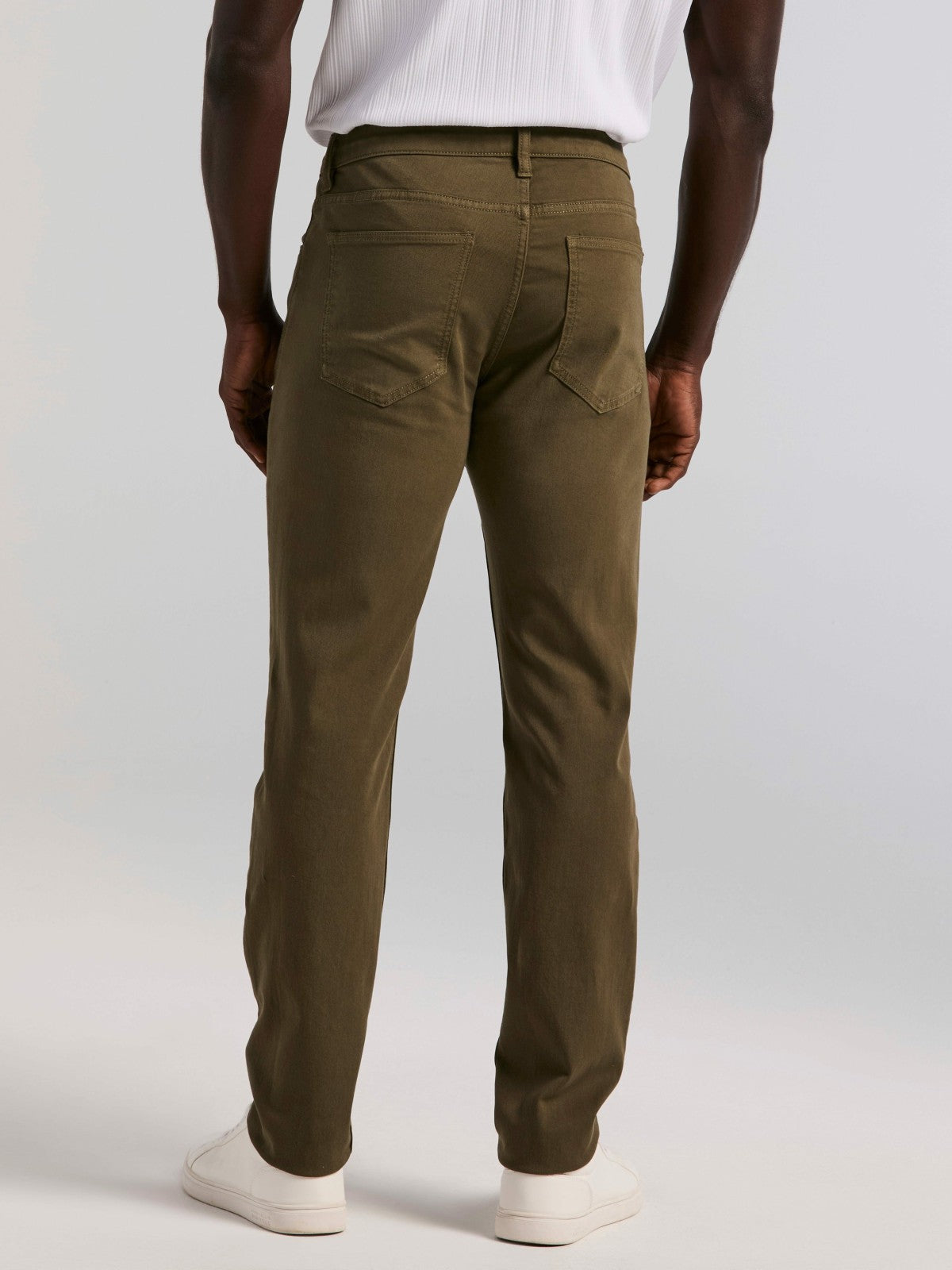 Slim Fit Dyed Solid Twill Five Pocket Pant -  Perry Ellis online