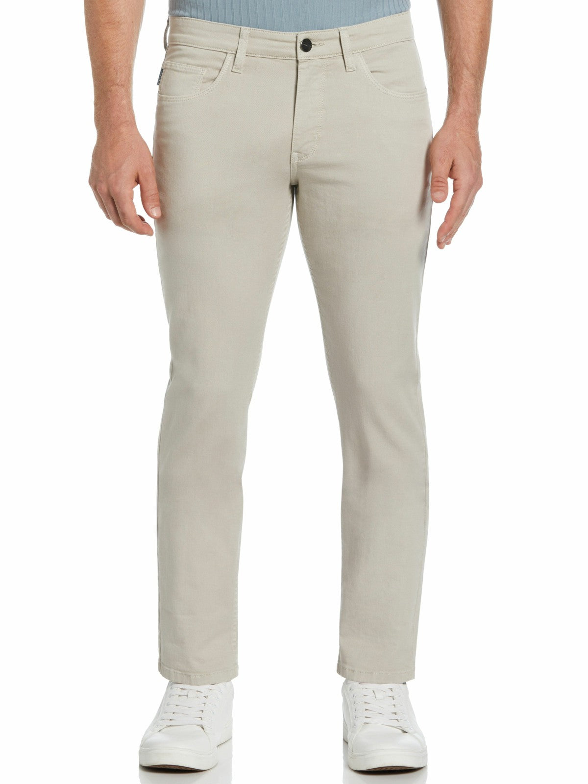 Slim Fit Dyed Solid Twill Five Pocket Pant -  Perry Ellis online