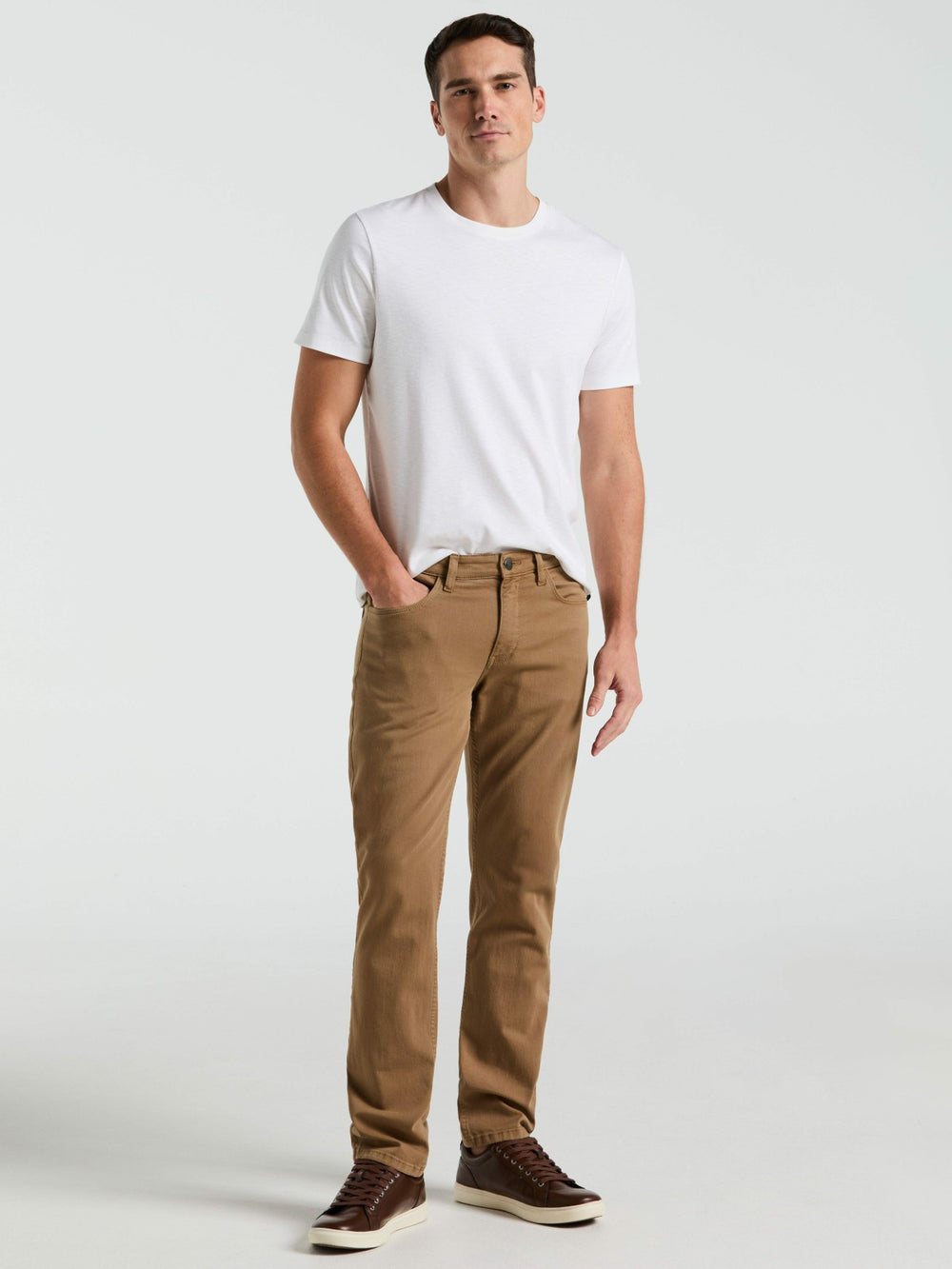Slim Fit Dyed Solid Twill Five Pocket Pant -  Perry Ellis online