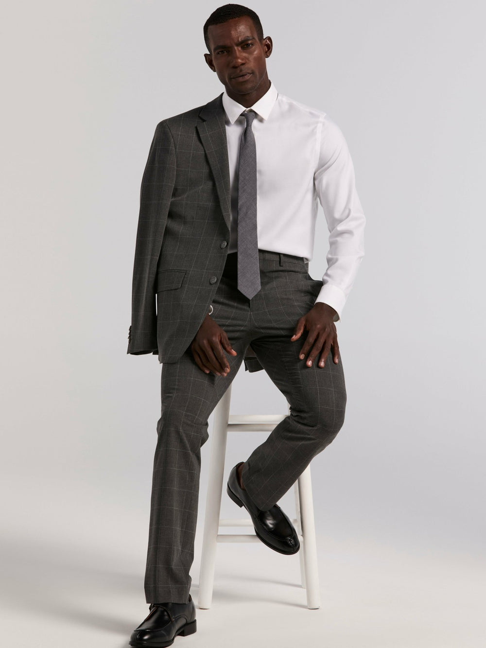 Slim Fit Windowpane Suit Pant -  Perry Ellis US