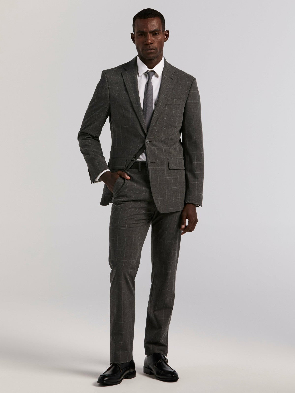 Slim Fit Windowpane Suit Pant -  Perry Ellis US