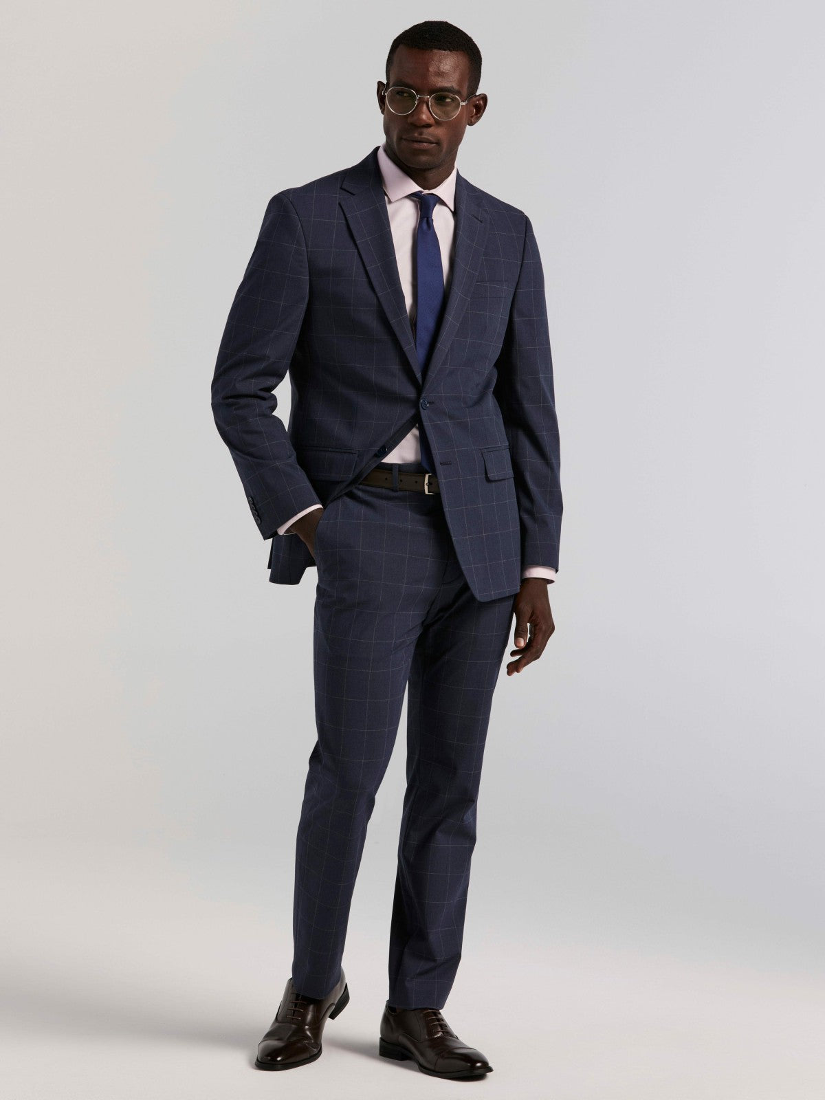 Slim Fit Windowpane Suit Pant -  Perry Ellis US
