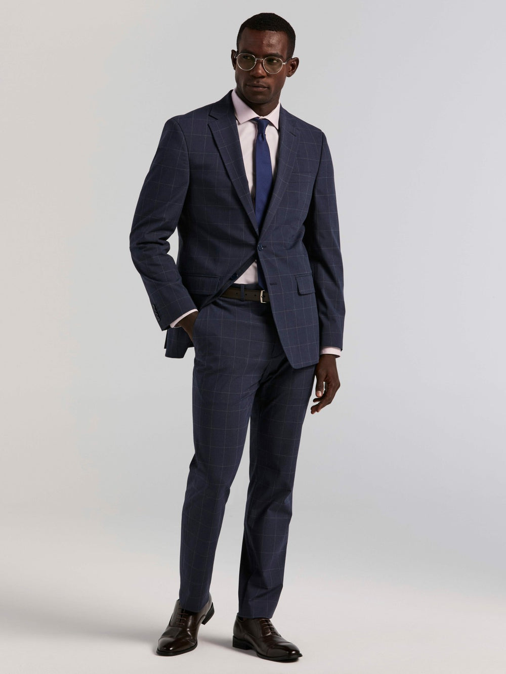 Slim Fit Windowpane Suit Pant -  Perry Ellis US
