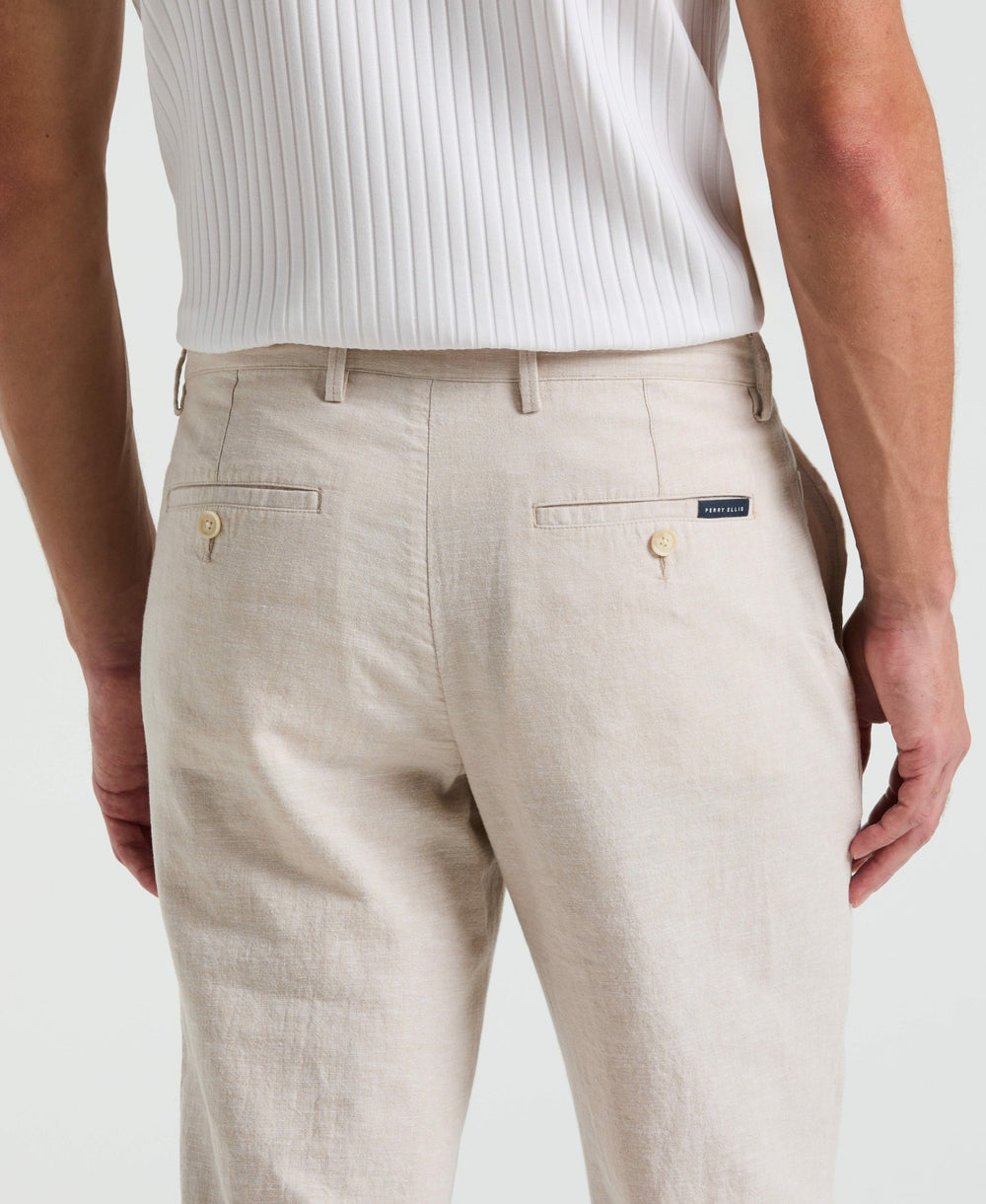Slim Fit Flat Front Linen Blend Chino Pant -  Perry Ellis near me
