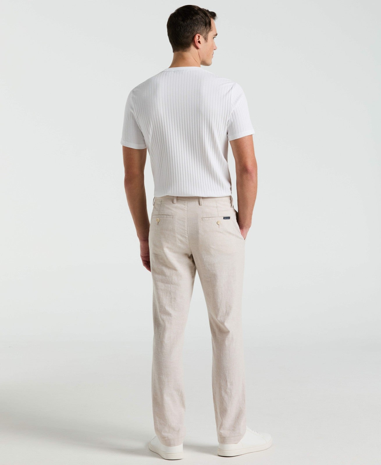 Slim Fit Flat Front Linen Blend Chino Pant -  Perry Ellis near me