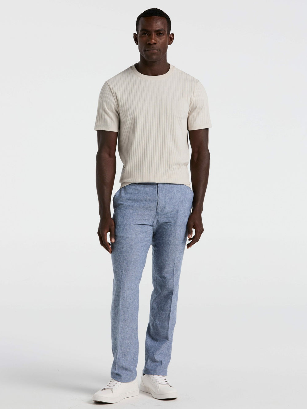 Slim Fit Flat Front Linen Blend Chino Pant -  Perry Ellis near me