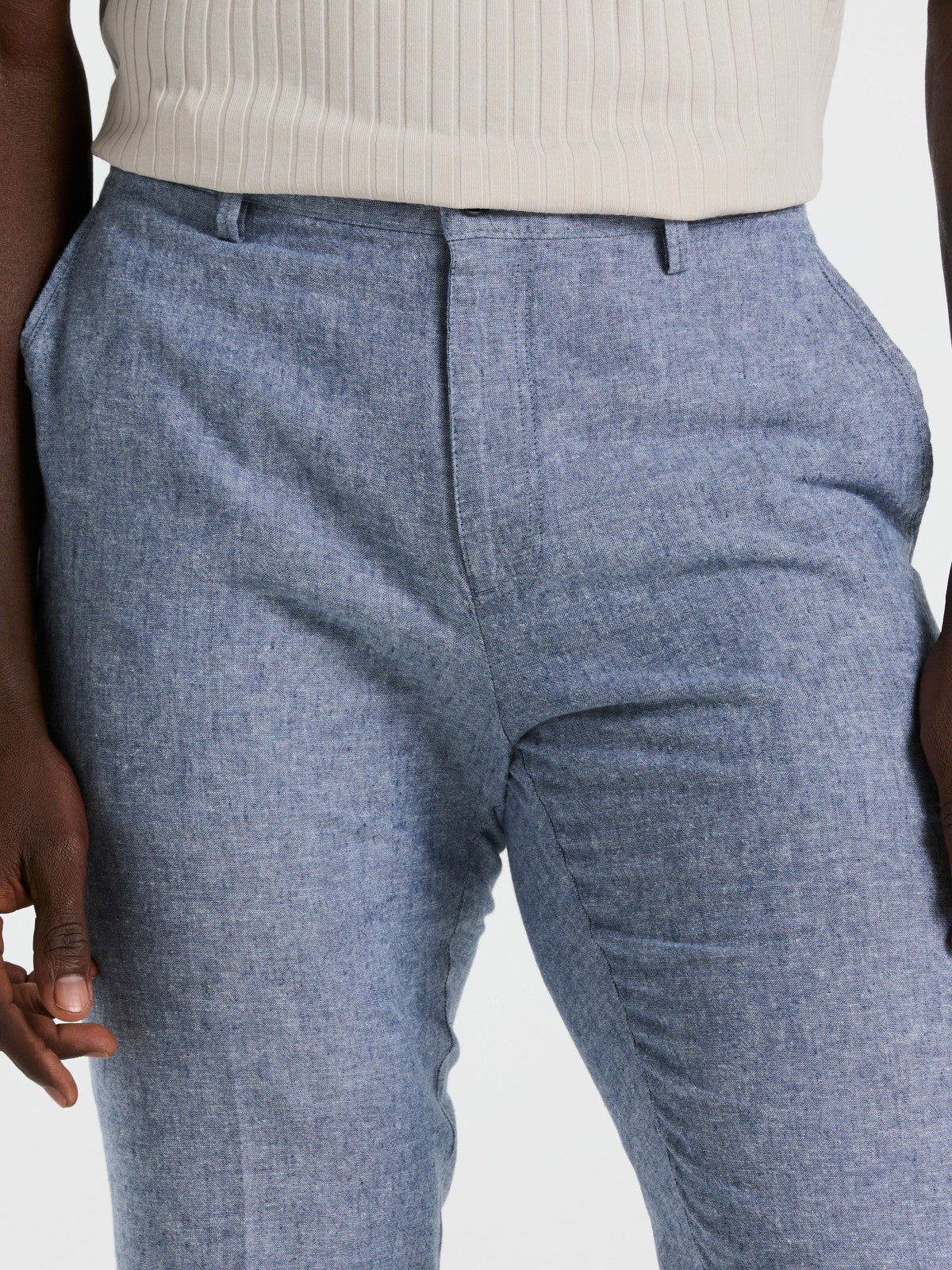 Slim Fit Flat Front Linen Blend Chino Pant -  Perry Ellis near me
