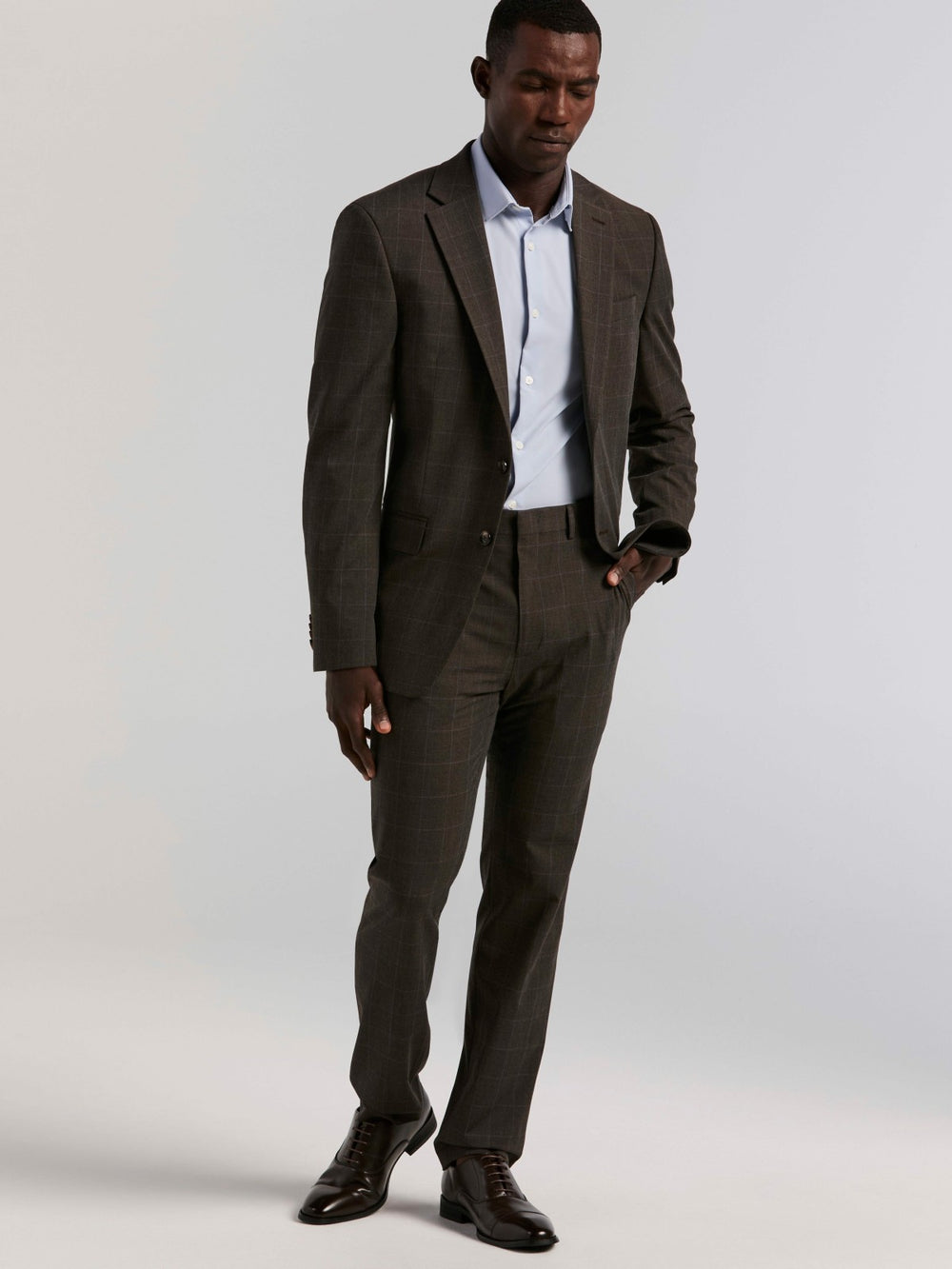 Slim Fit Windowpane Suit Pant -  Perry Ellis US