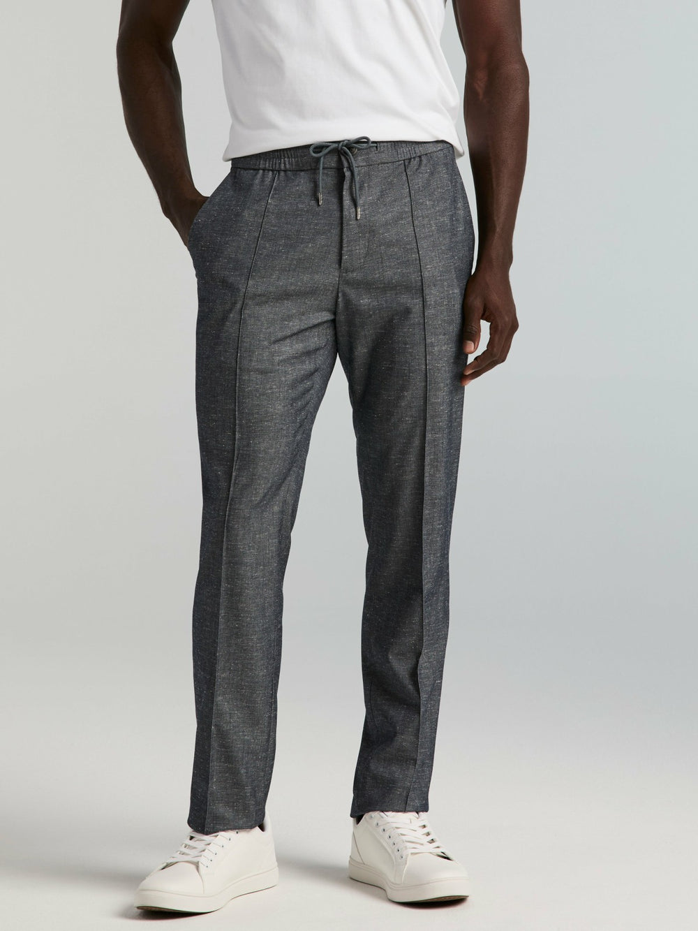 Slim Fit Linen Blend Drawstring Pants -  Perry Ellis near me