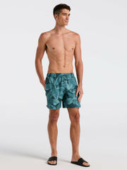 Tropical Plant Print Swim Trunk -  Perry Ellis online
