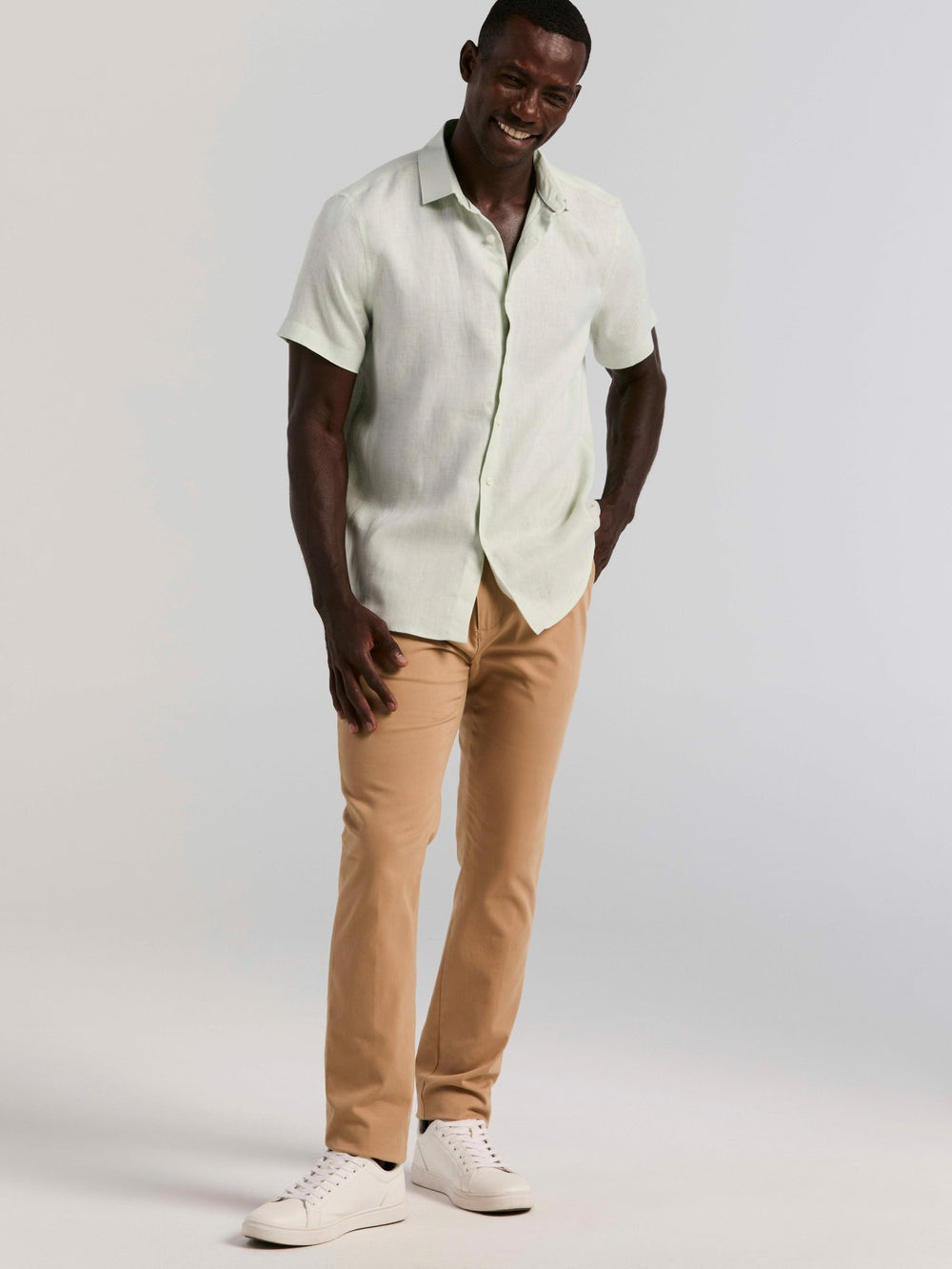 Solid Linen Shirt -  Perry Ellis discount