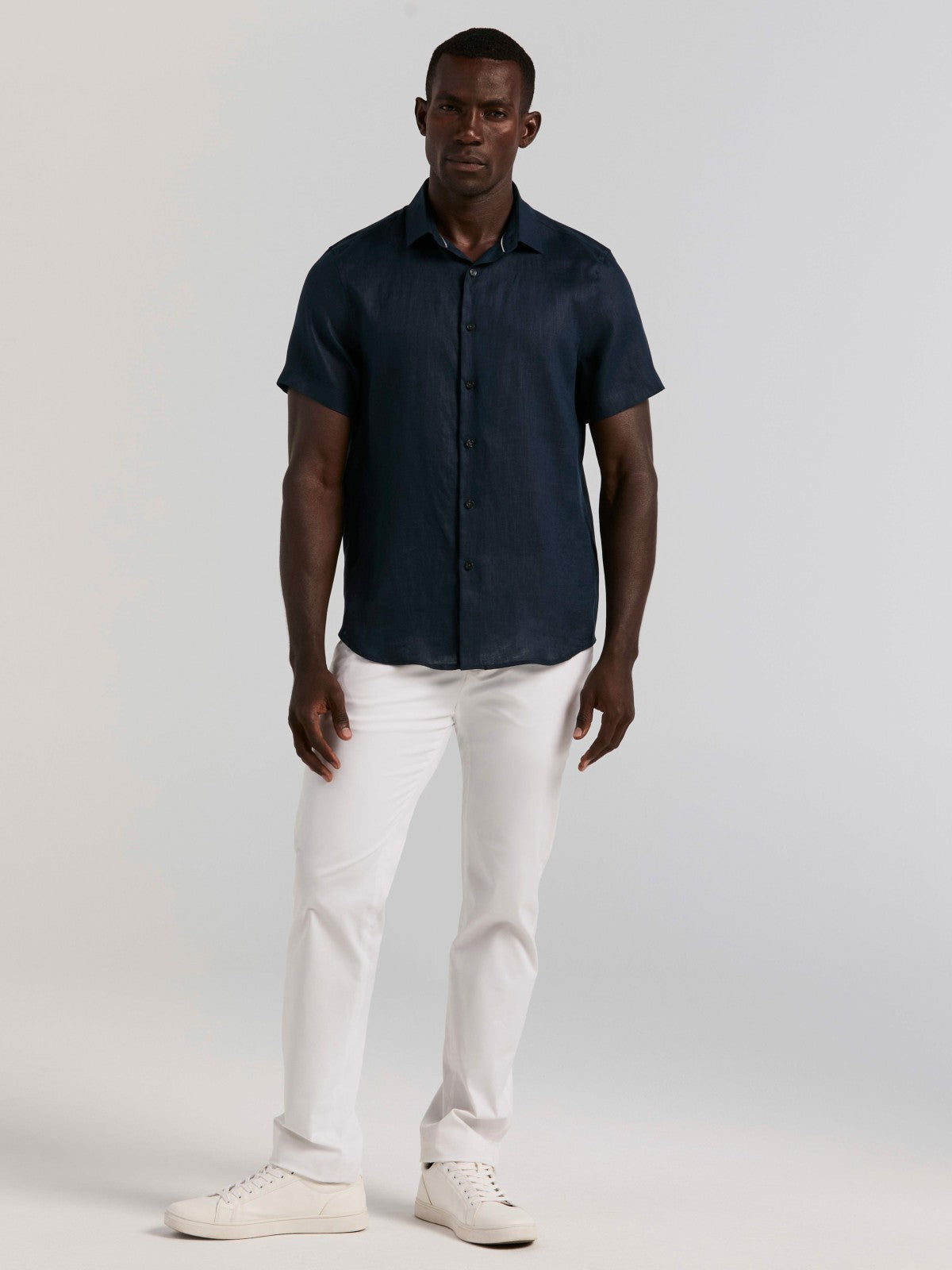 Solid Linen Shirt -  Perry Ellis discount