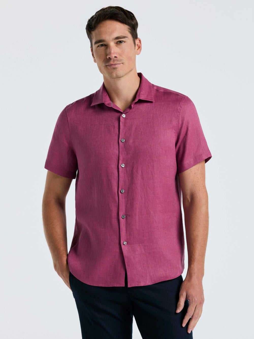Solid Linen Shirt -  Perry Ellis discount