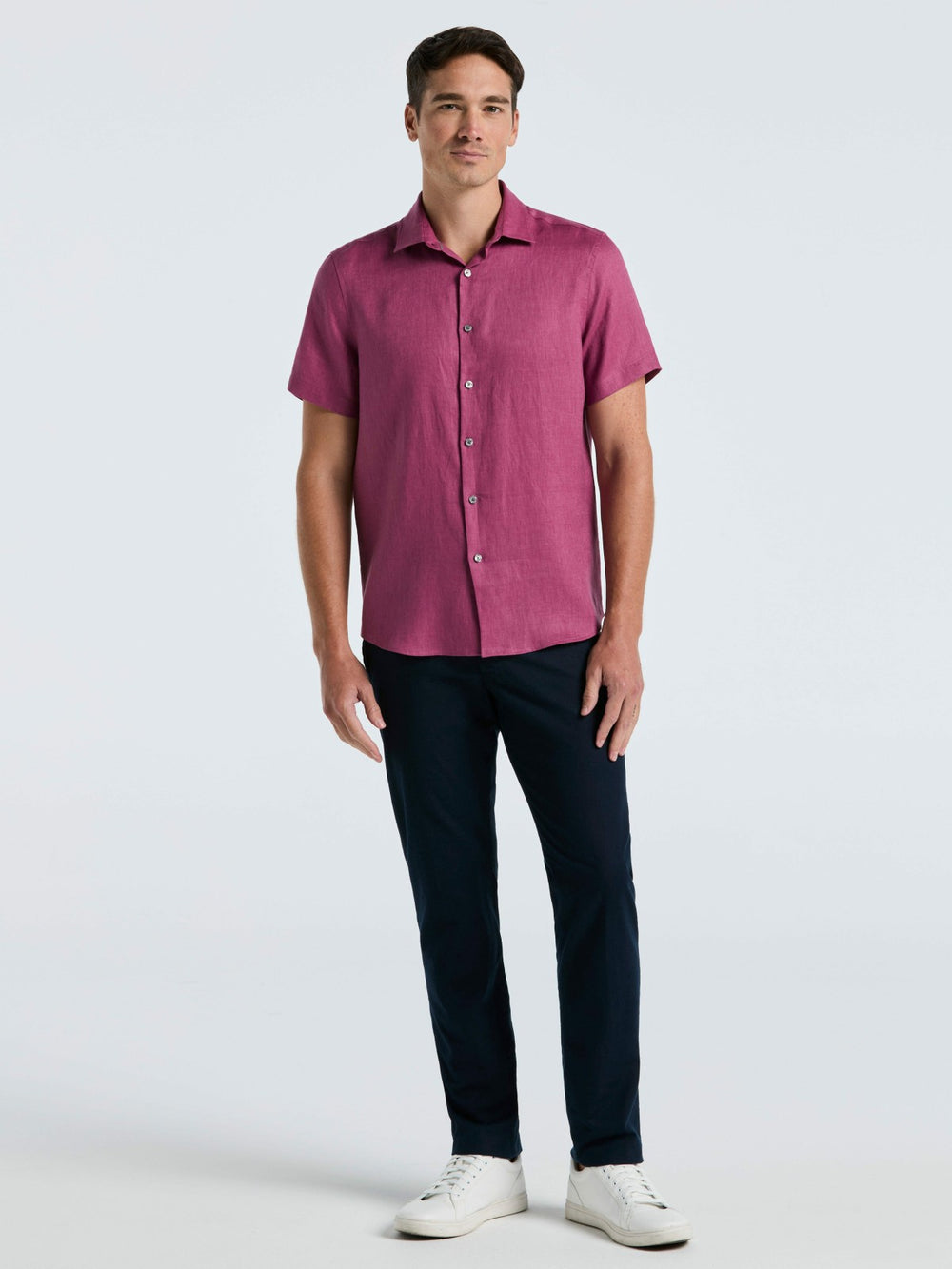 Solid Linen Shirt -  Perry Ellis discount