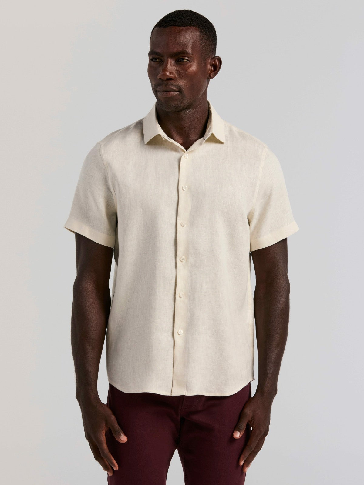 Solid Linen Shirt -  Perry Ellis discount