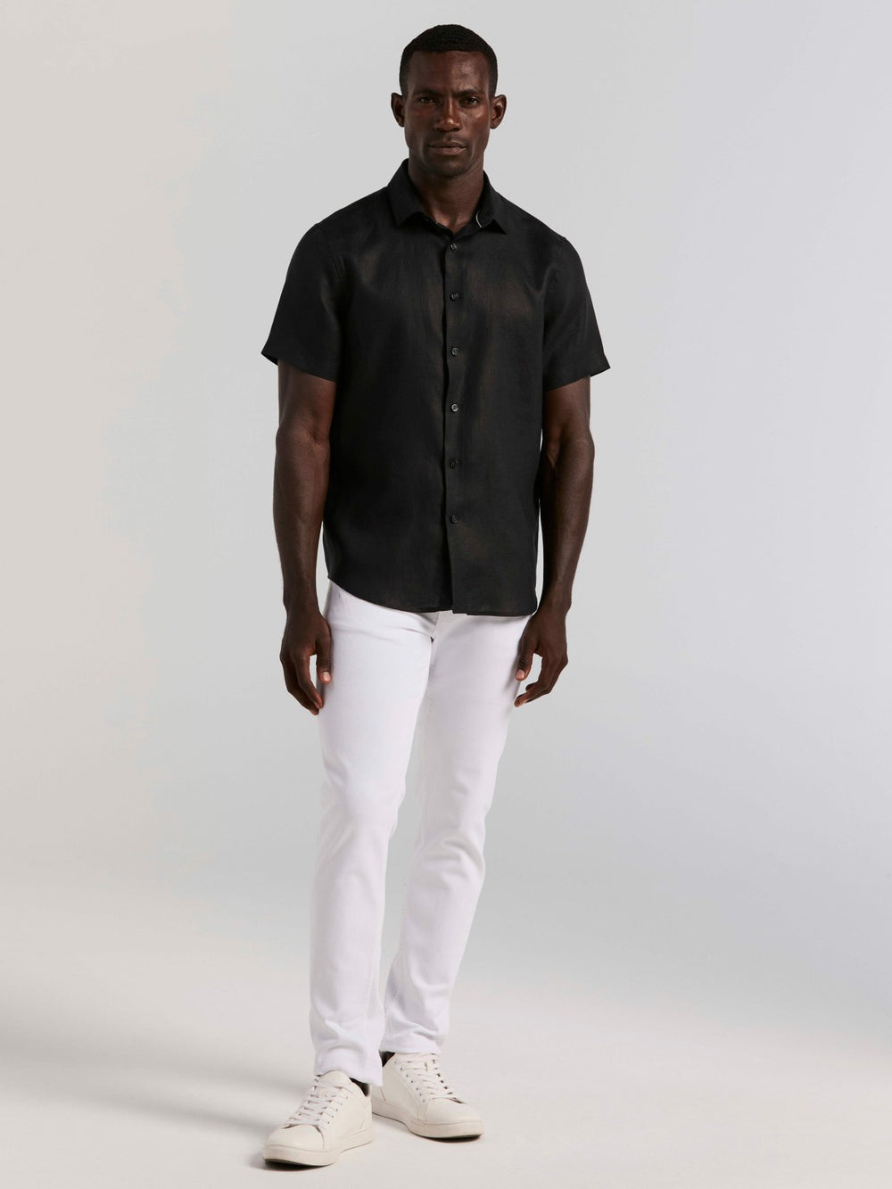 Solid Linen Shirt -  Perry Ellis discount
