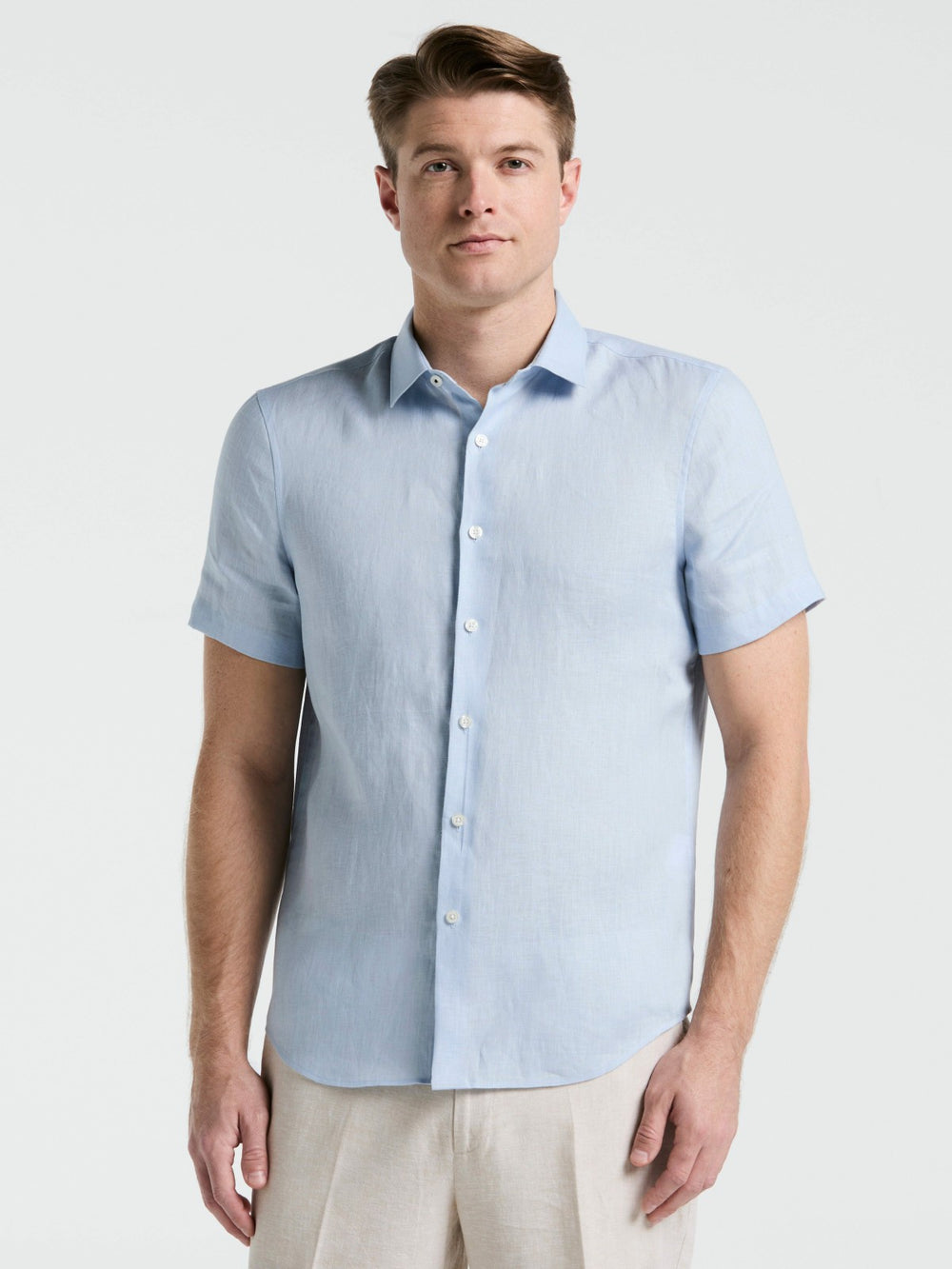 Solid Linen Shirt -  Perry Ellis discount