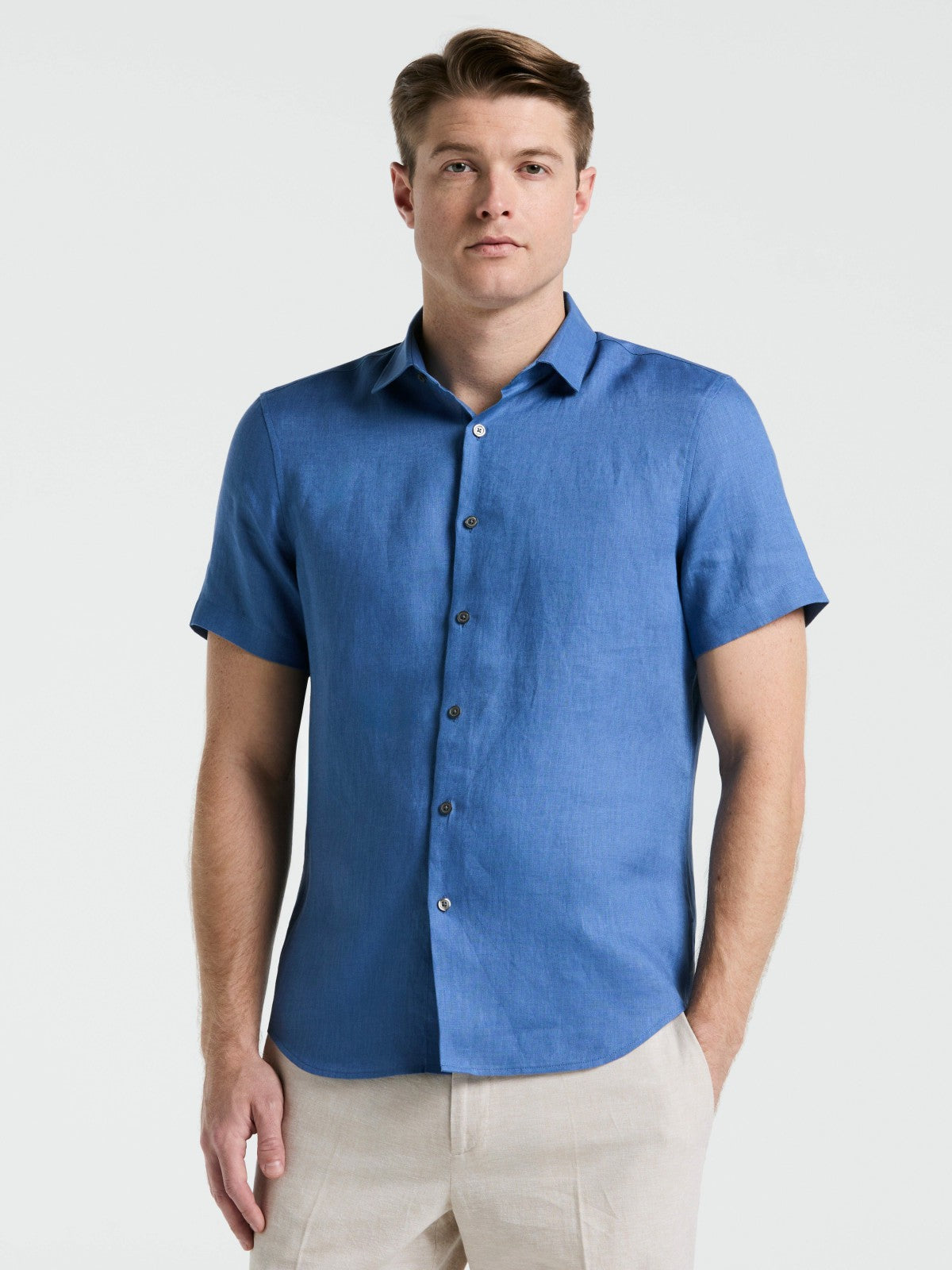 Solid Linen Shirt -  Perry Ellis discount