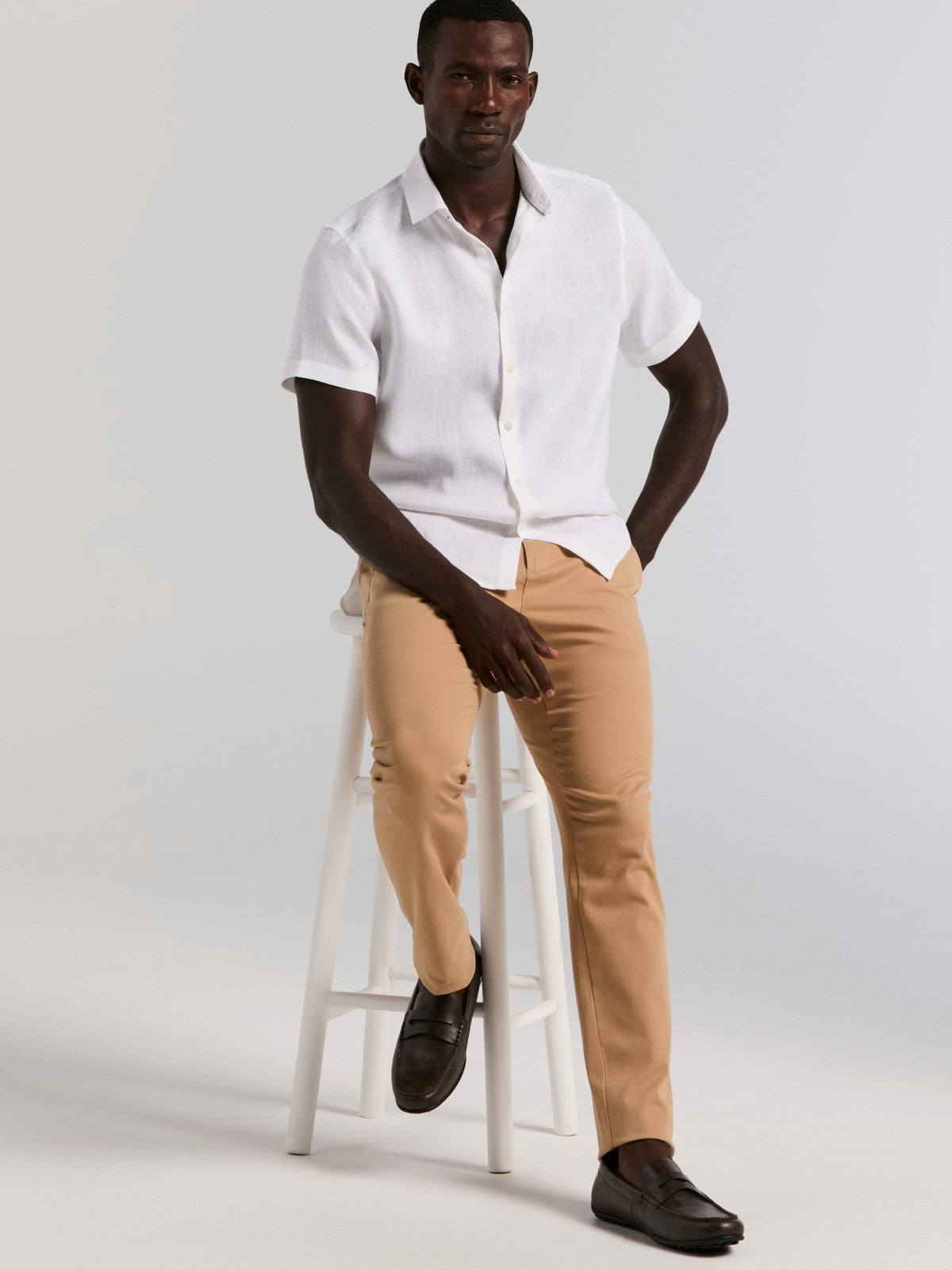 Solid Linen Shirt -  Perry Ellis discount