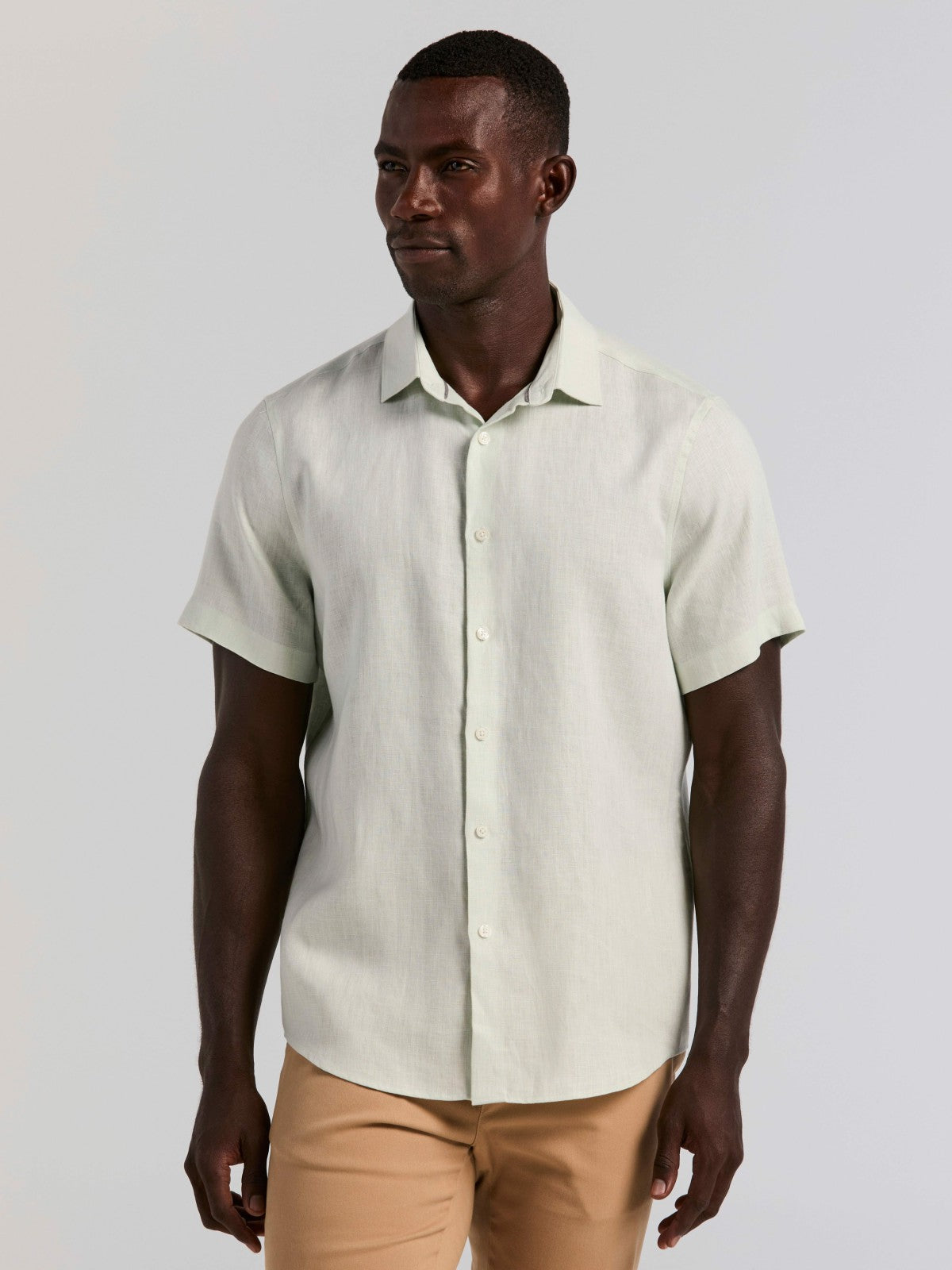 Solid Linen Shirt -  Perry Ellis discount
