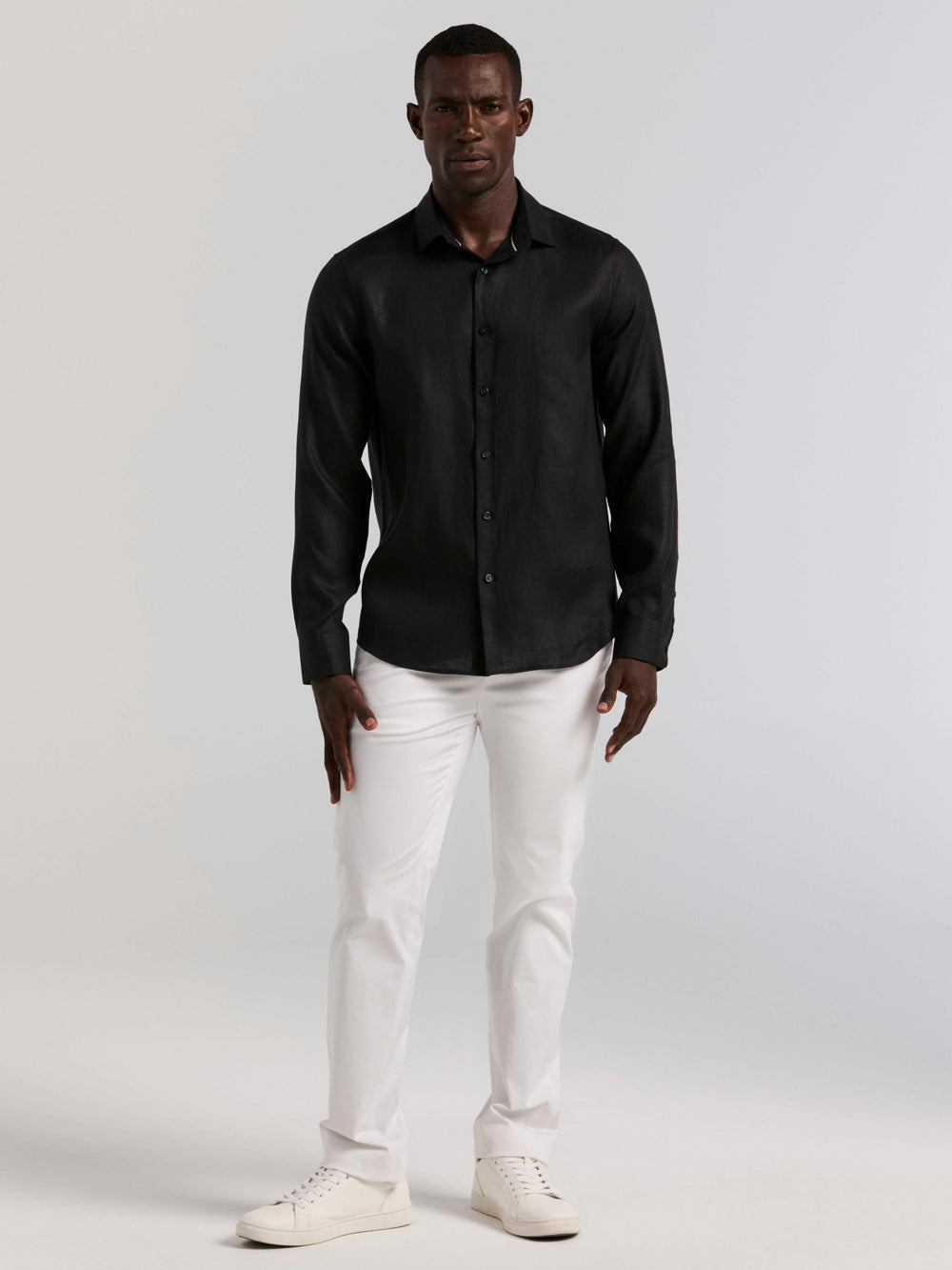 Solid Linen Shirt -  Perry Ellis US