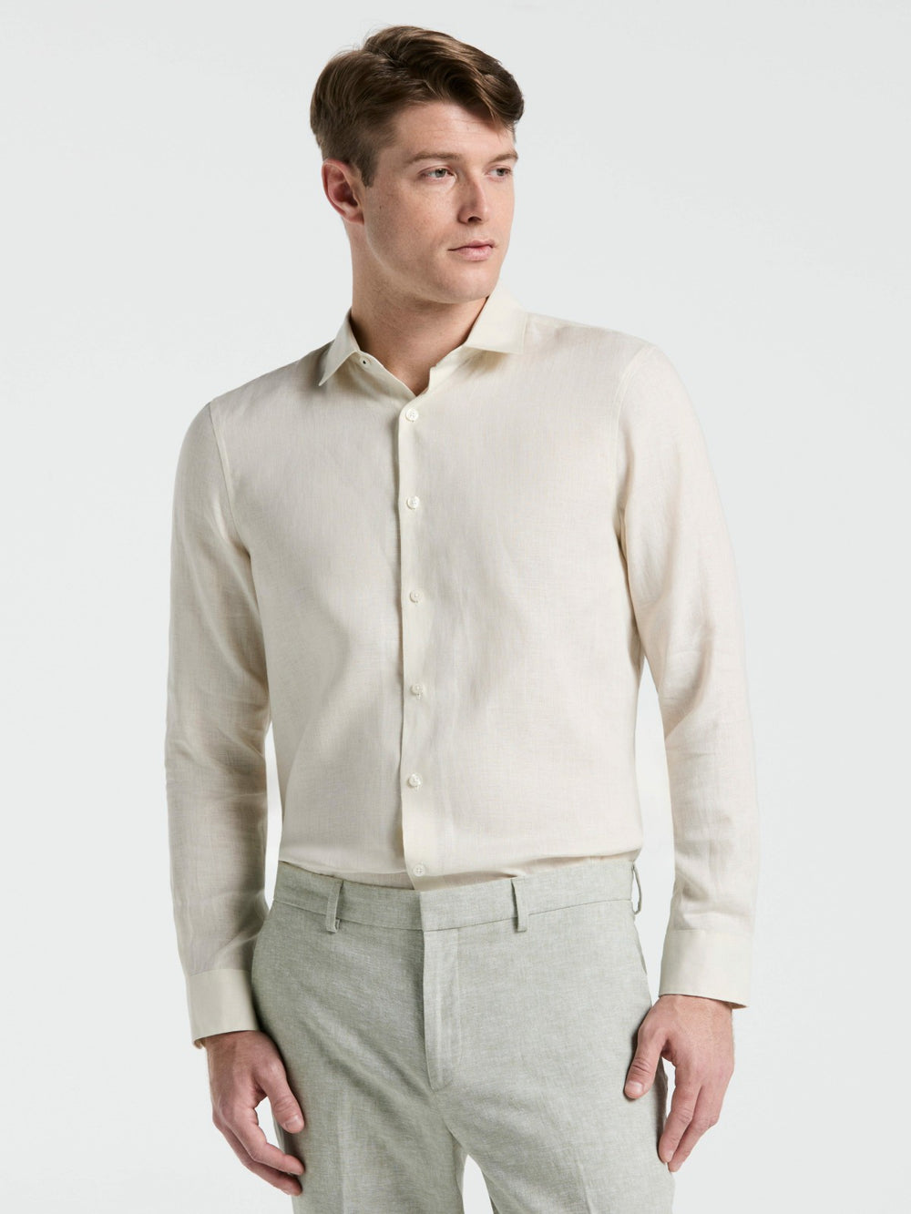 Solid Linen Shirt -  Perry Ellis US