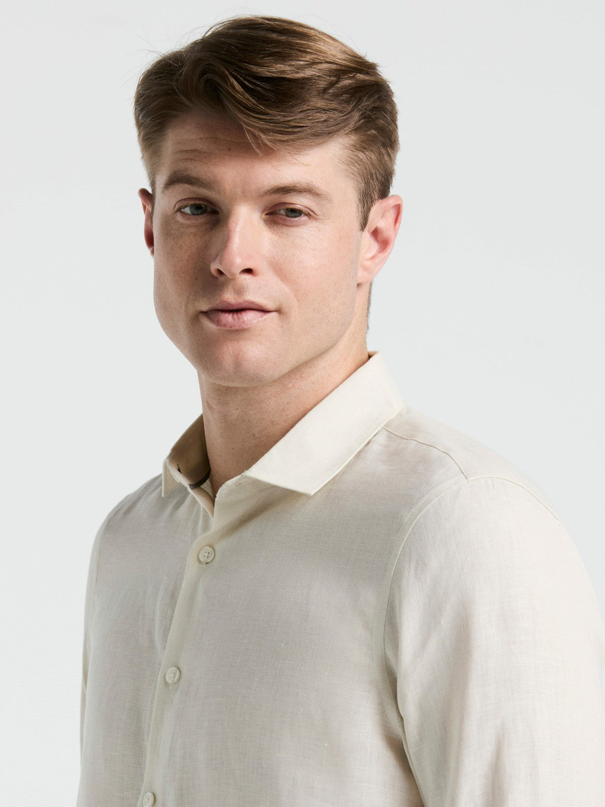 Solid Linen Shirt -  Perry Ellis US