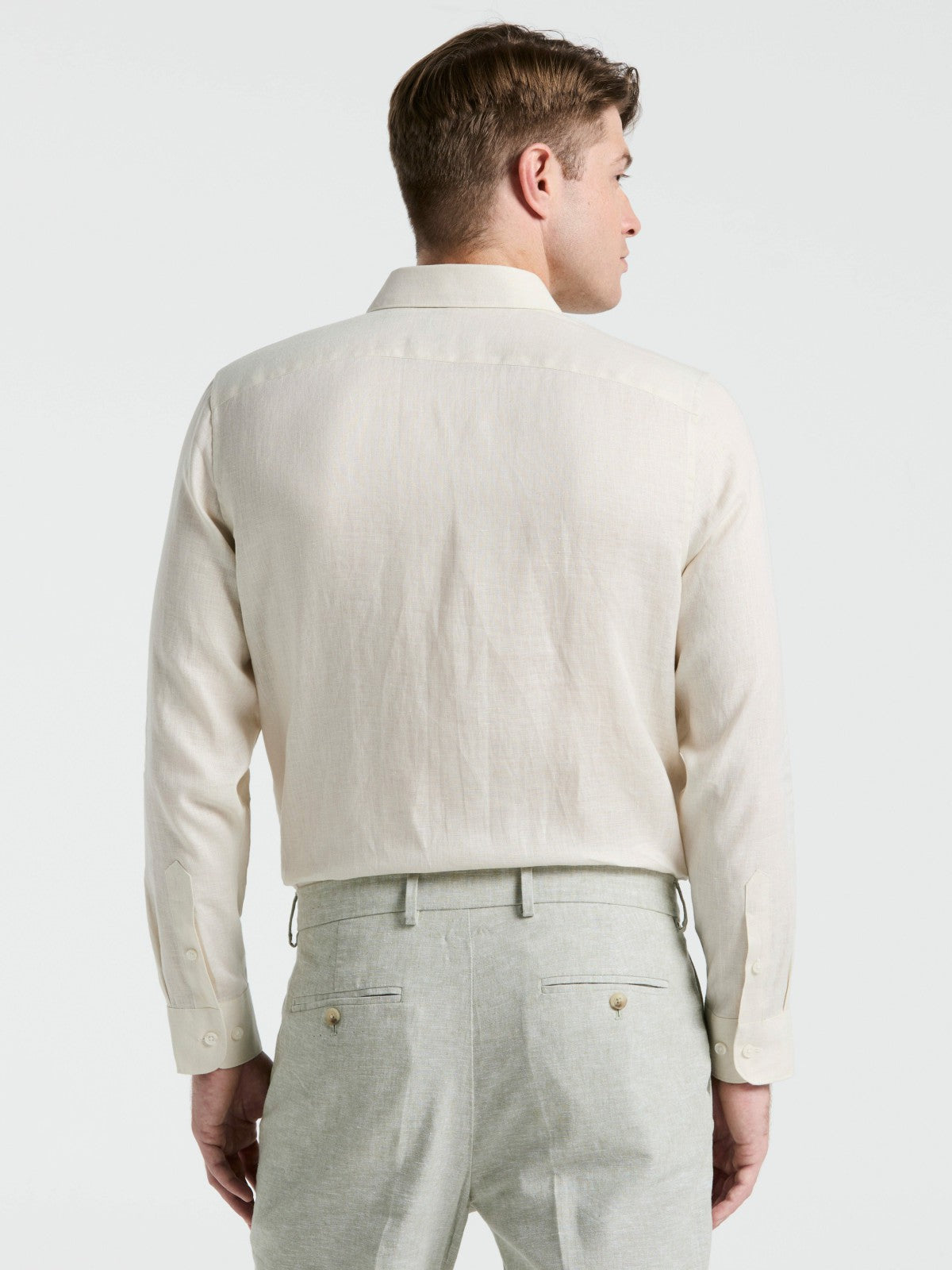 Solid Linen Shirt -  Perry Ellis US