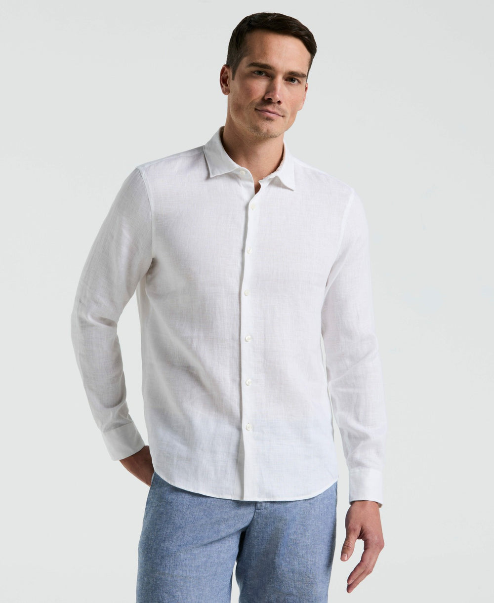 Solid Linen Shirt -  Perry Ellis US
