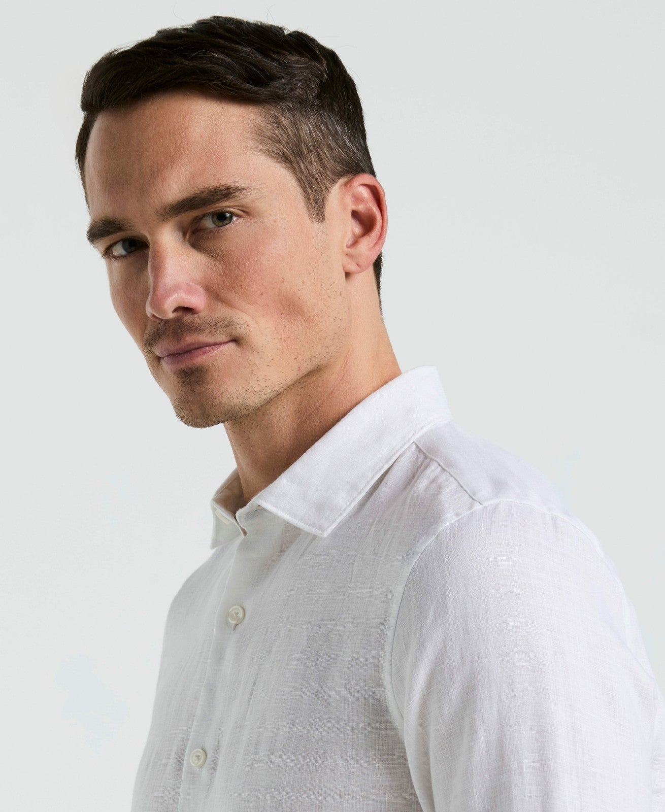 Solid Linen Shirt -  Perry Ellis US