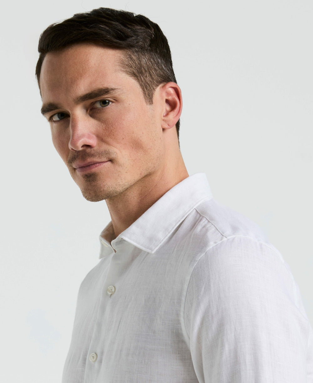 Solid Linen Shirt -  Perry Ellis US